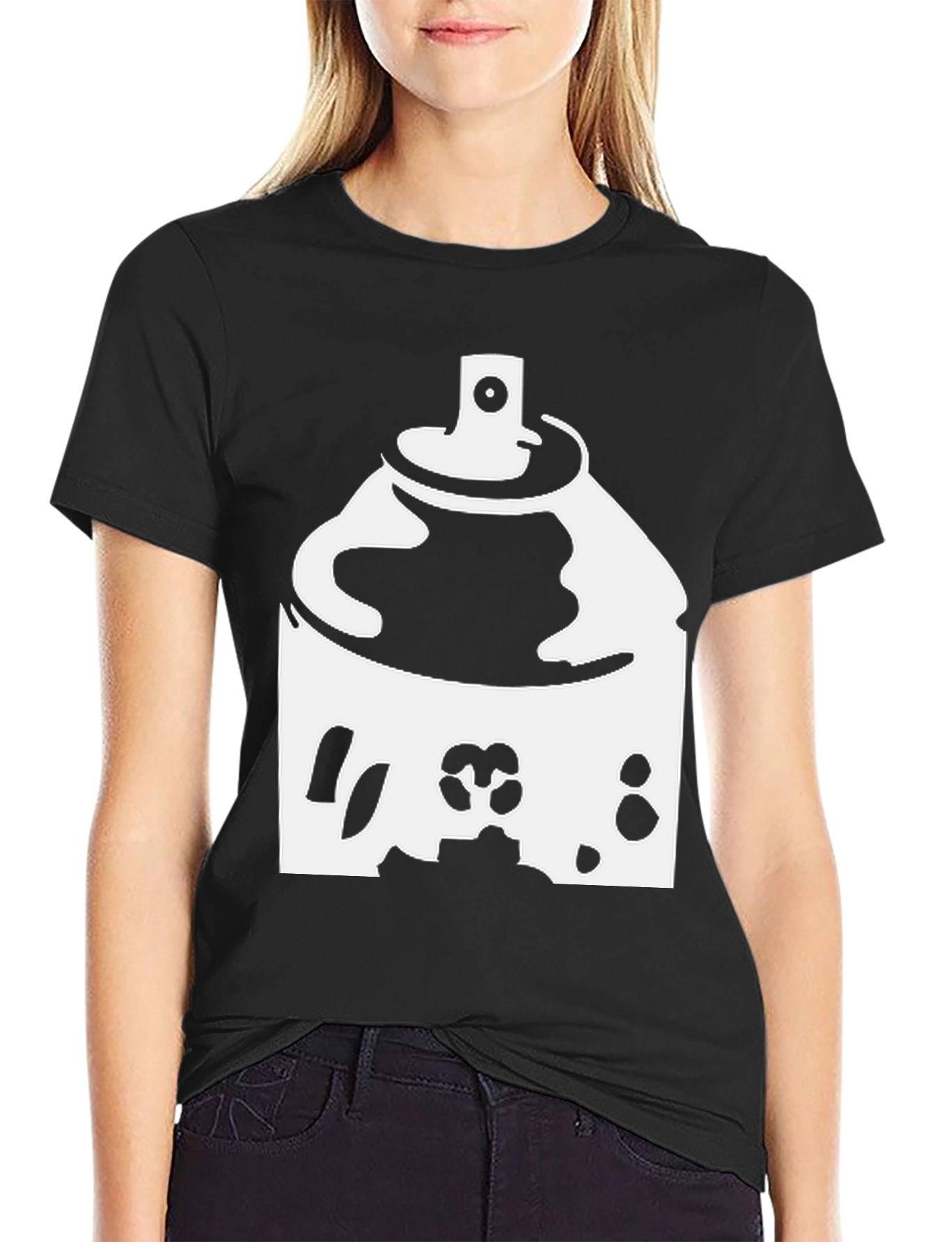 Spray Paint Graphic Tee - Black Cotton Shirt