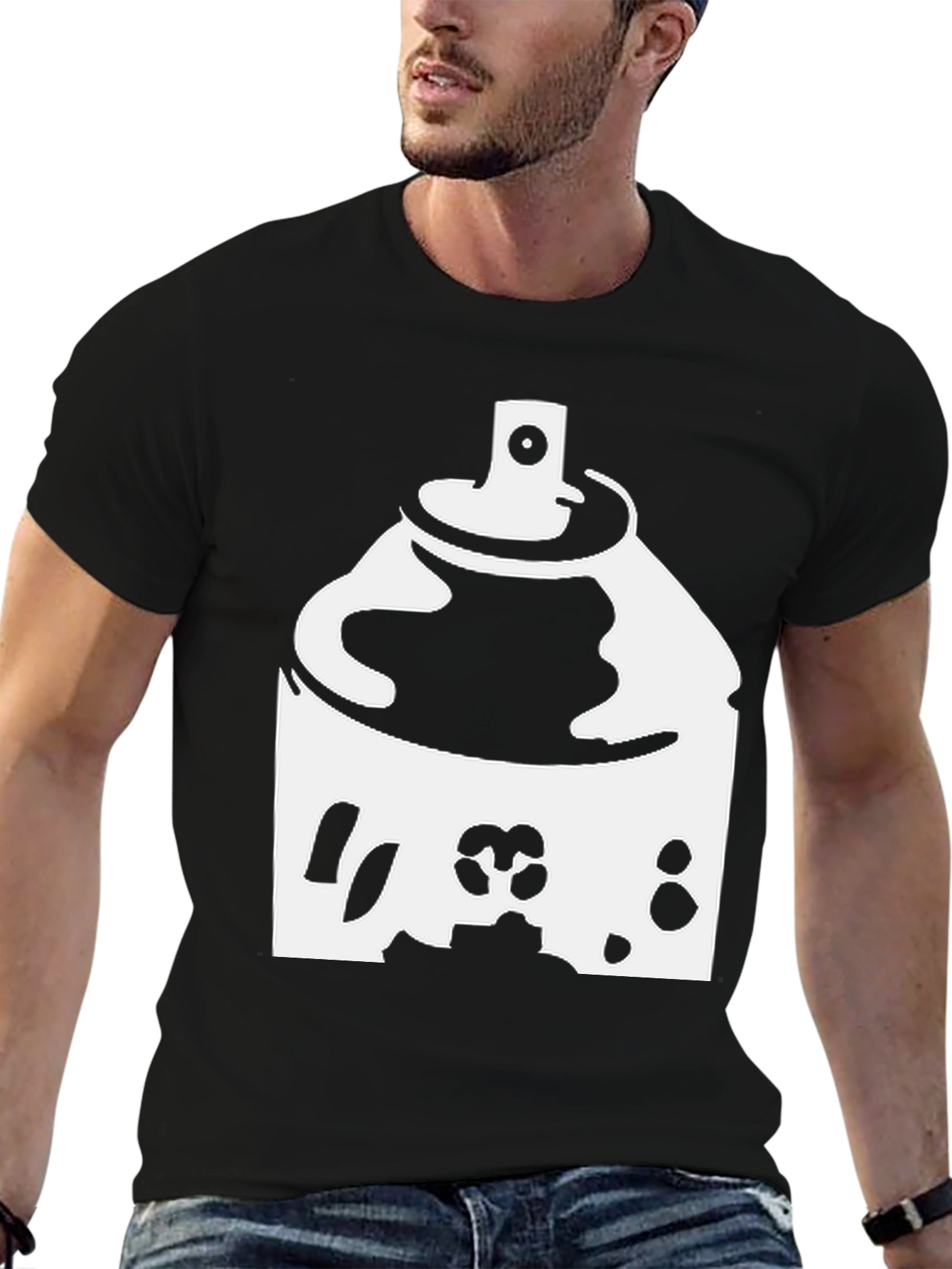 Spray Paint Graphic Tee - Black Cotton Shirt
