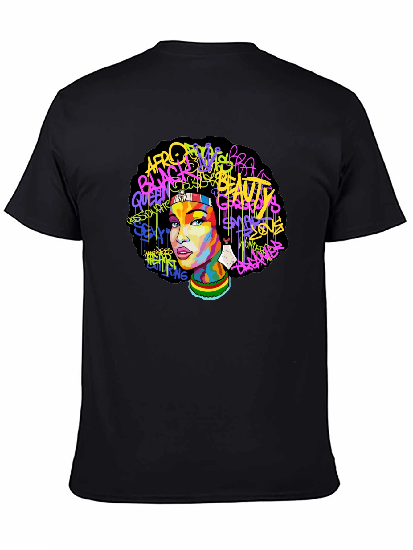 Black Afro Beauty Graphic Tee - Stylish Streetwear