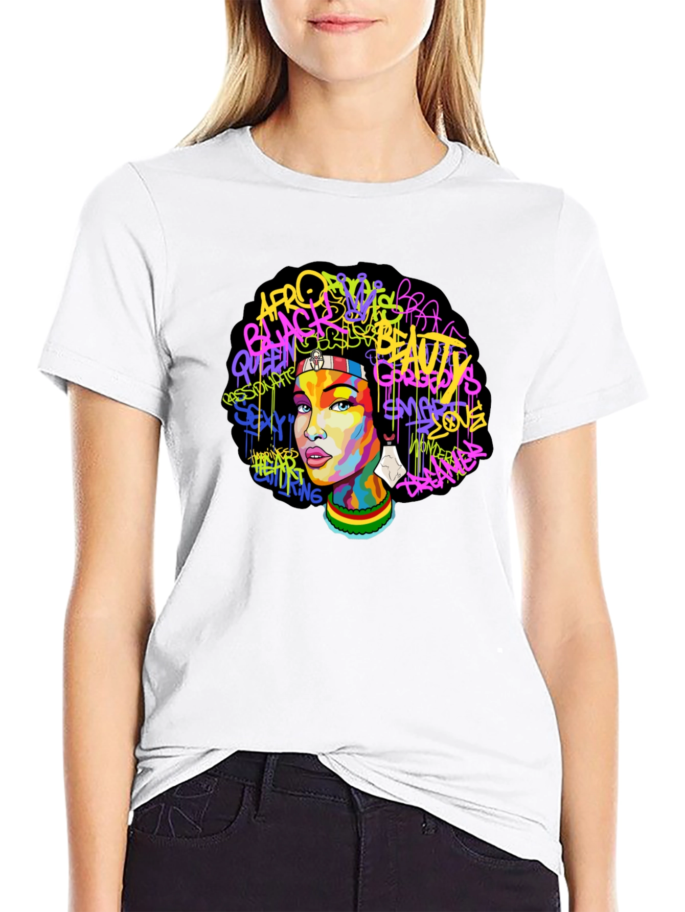 Black Afro Beauty Graphic Tee - Stylish Streetwear