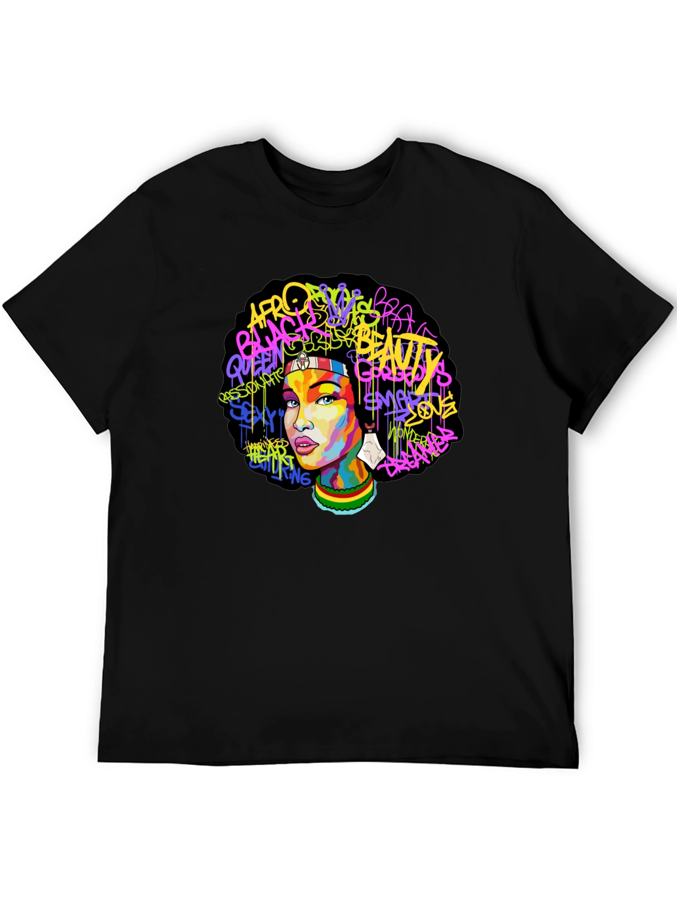 Black Afro Beauty Graphic Tee - Stylish Streetwear