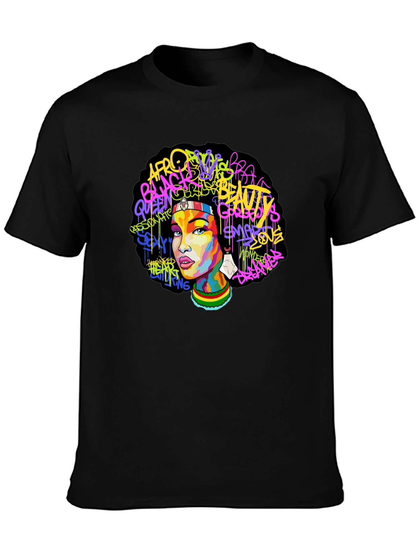 Black Afro Beauty Graphic Tee - Stylish Streetwear