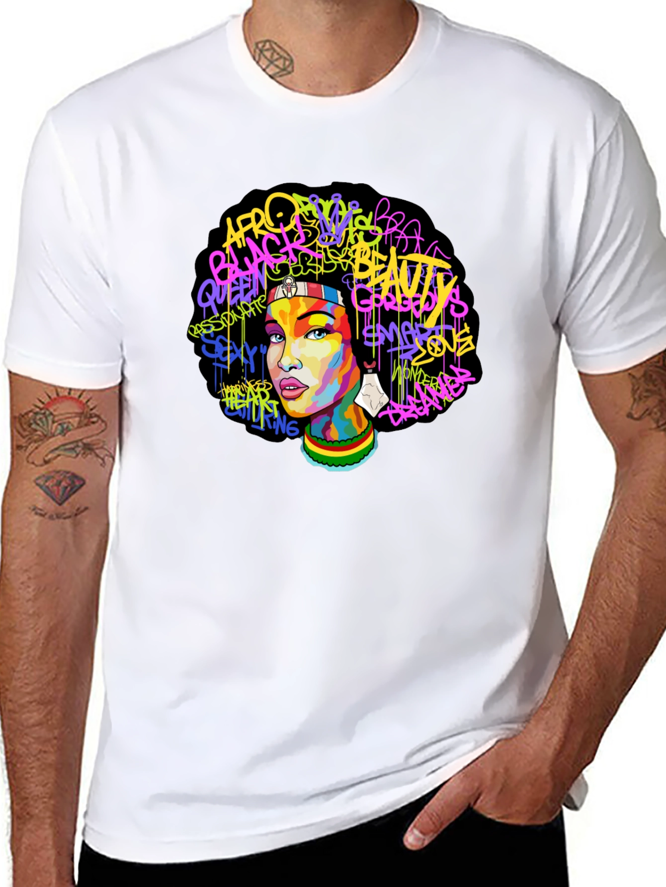 Black Afro Beauty Graphic Tee - Stylish Streetwear
