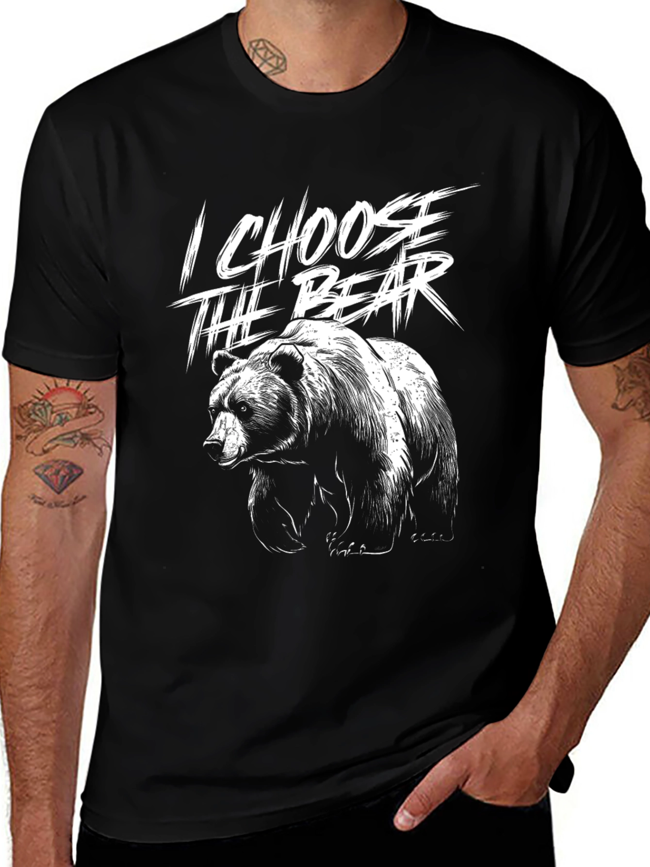 I Choose The Bear Black Graphic Tee