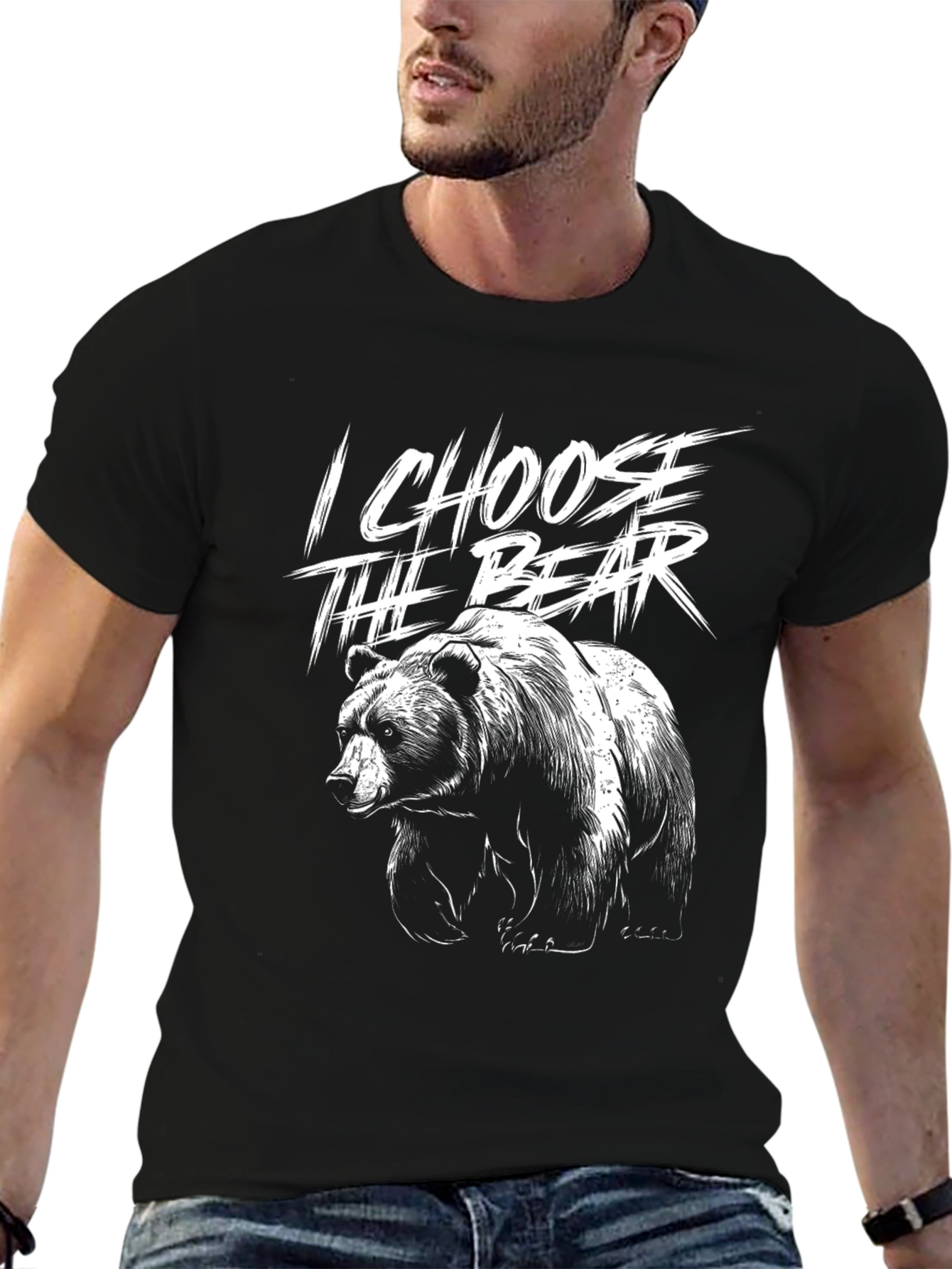 I Choose The Bear Black Graphic Tee