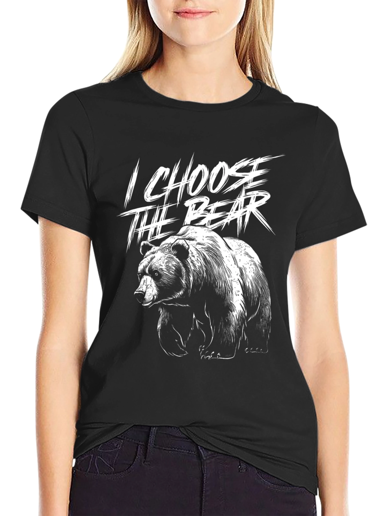I Choose The Bear Black Graphic Tee