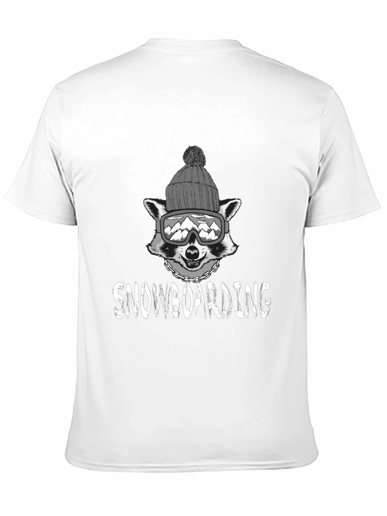 Snowboarding Raccoon Graphic Tee - Black Cotton