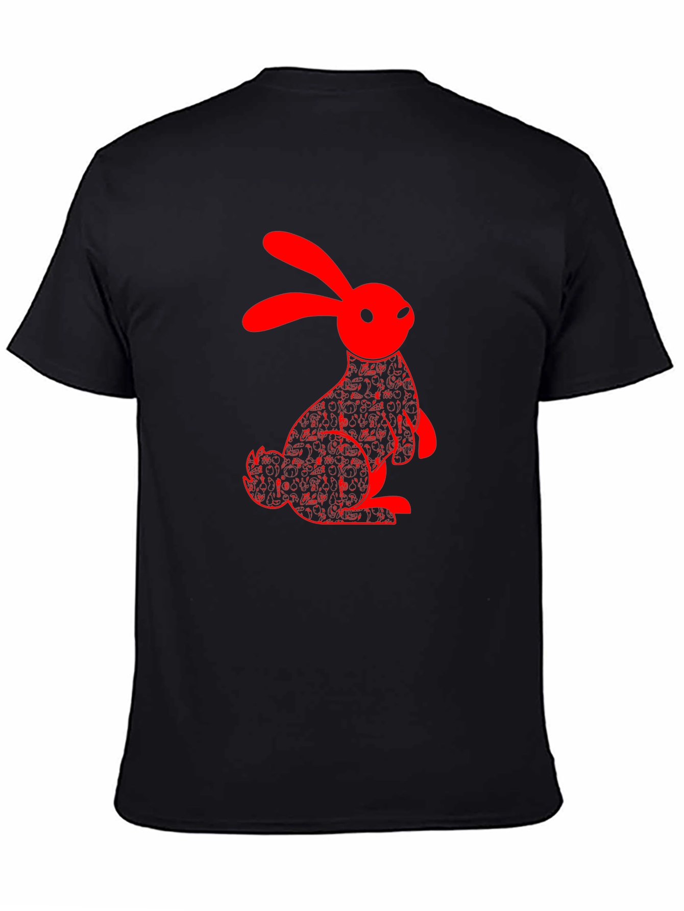 Red Rabbit Graphic Black T-Shirt