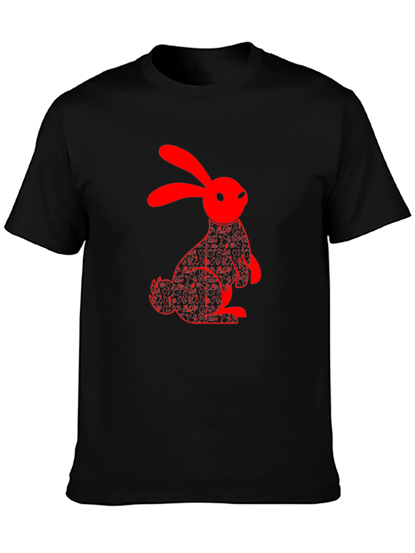 Red Rabbit Graphic Black T-Shirt