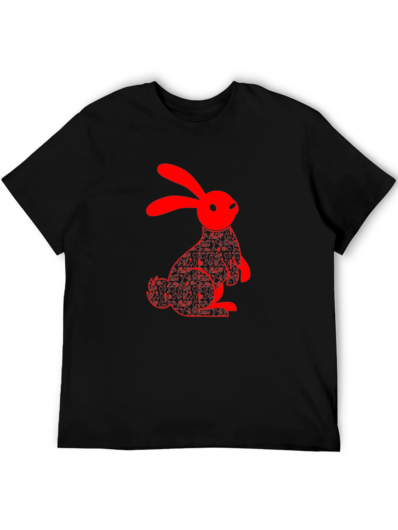 Red Rabbit Graphic Black T-Shirt