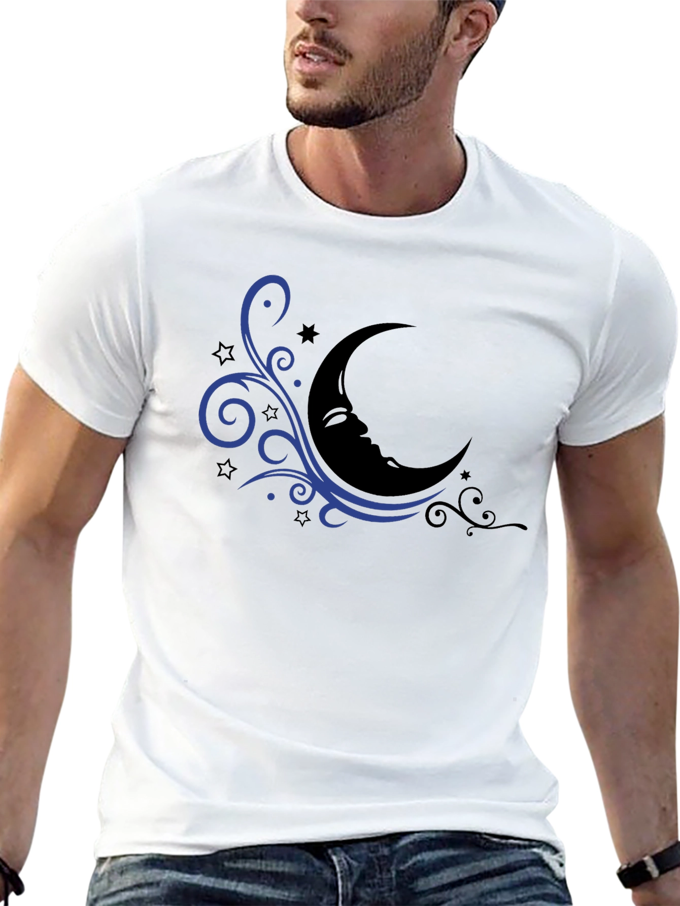 Moon & Stars Graphic Black T-Shirt