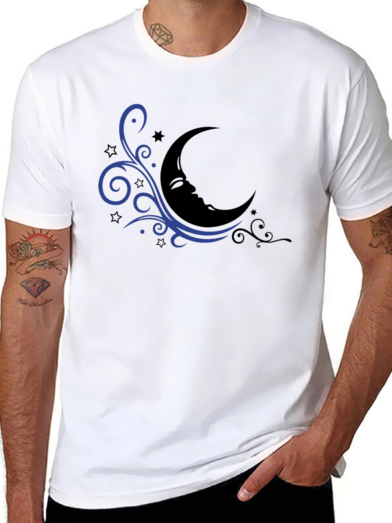 Moon & Stars Graphic Black T-Shirt