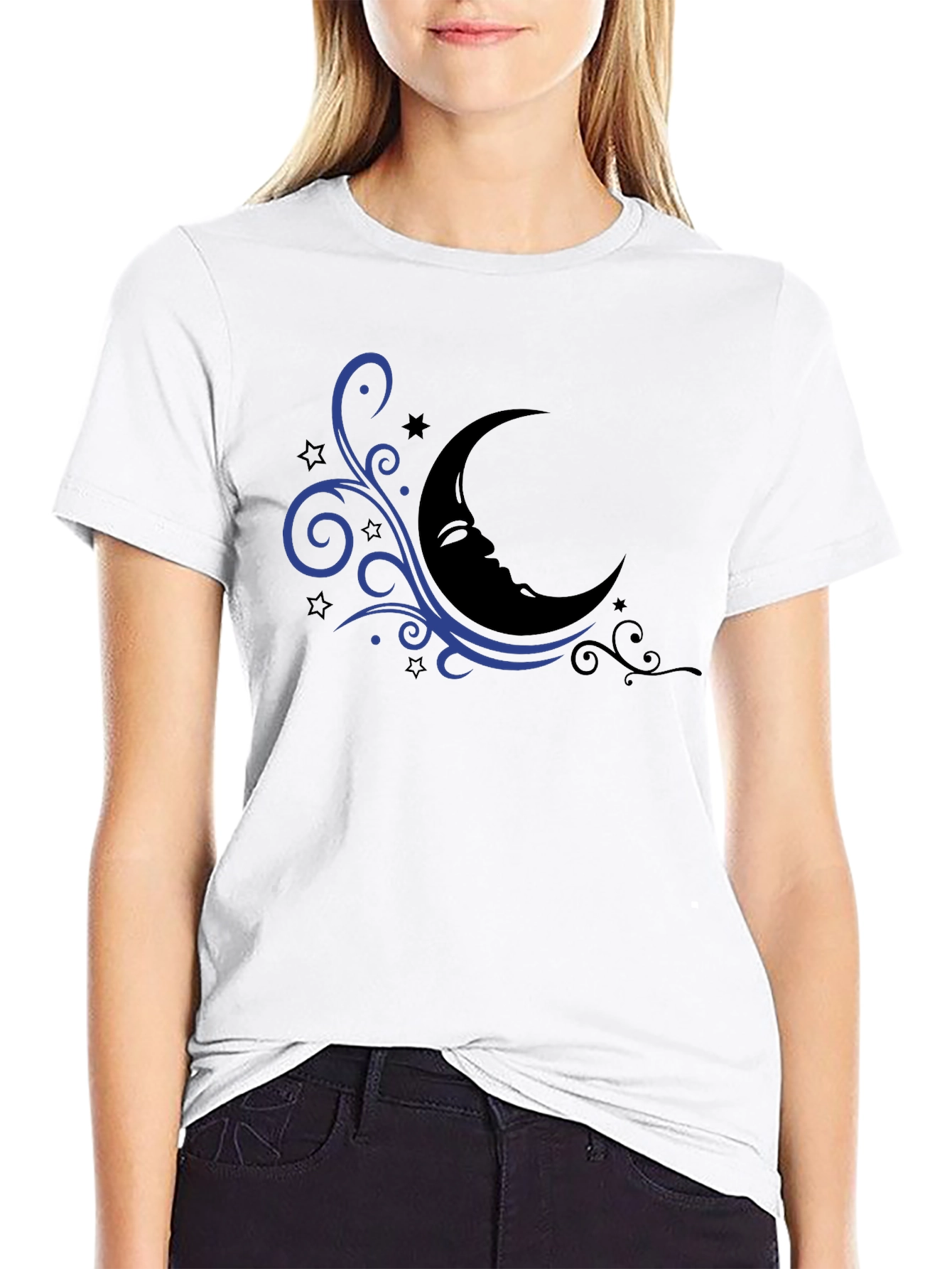 Moon & Stars Graphic Black T-Shirt