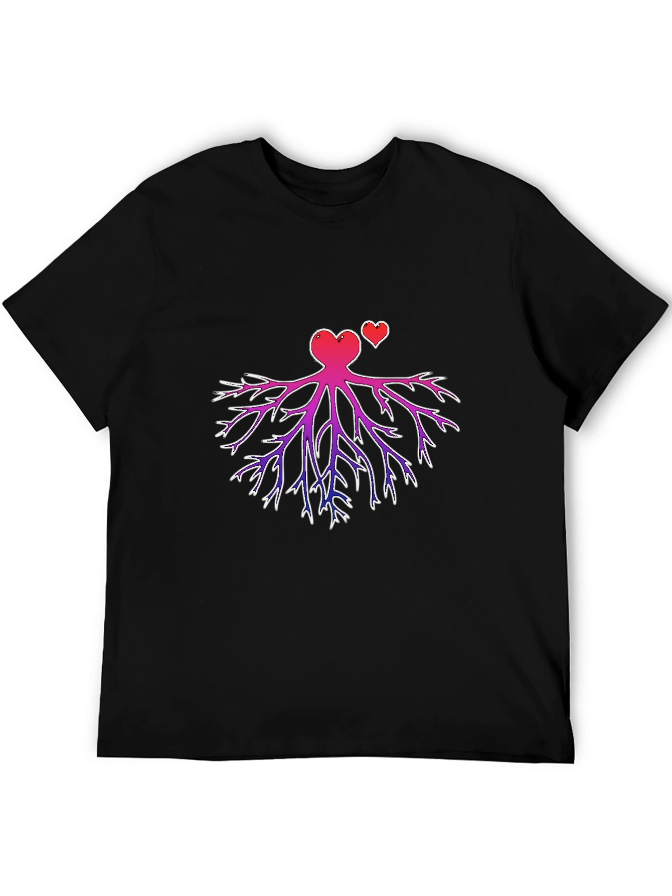 Heart Root Design Black T-Shirt