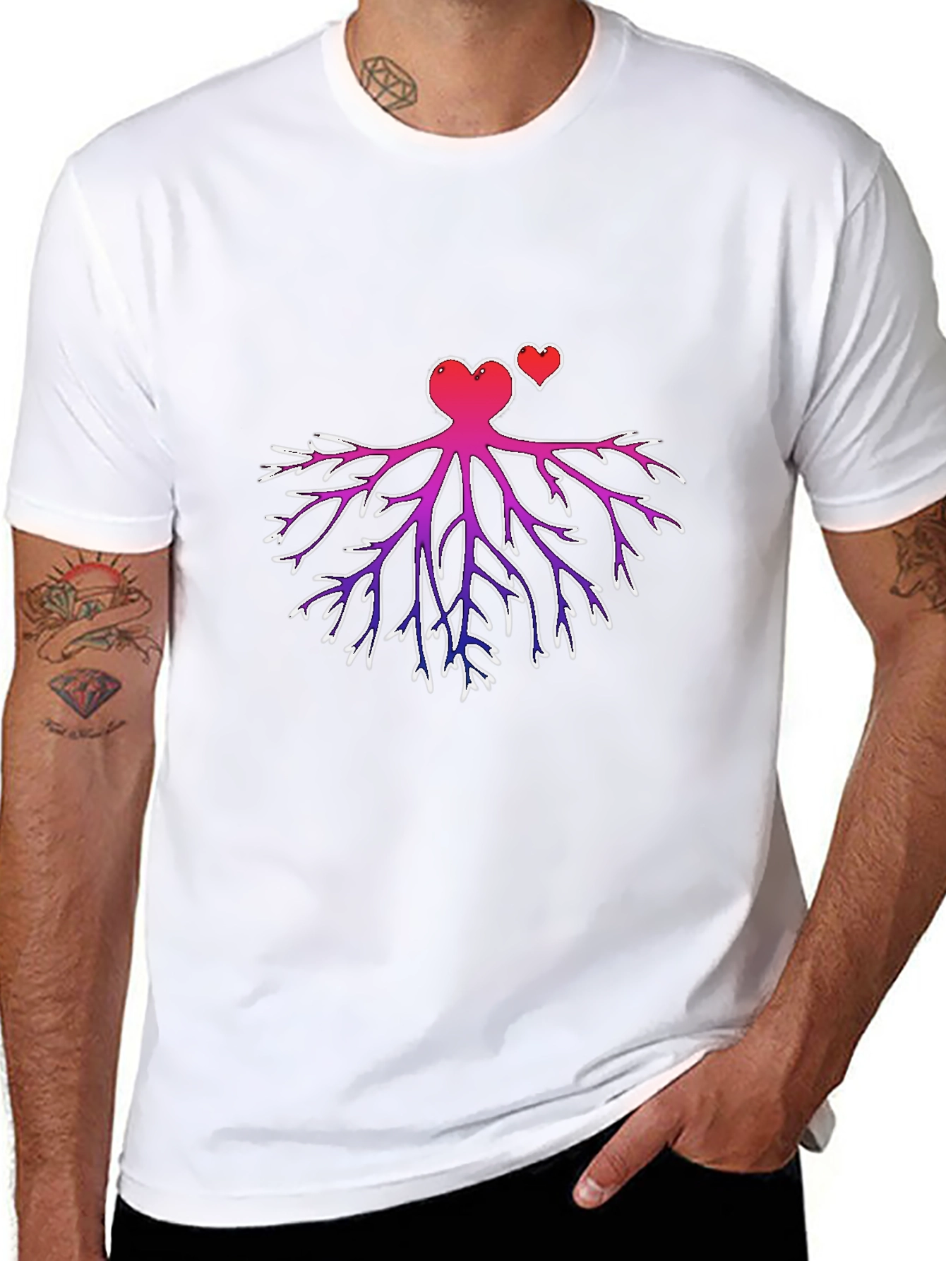 Heart Root Design Black T-Shirt