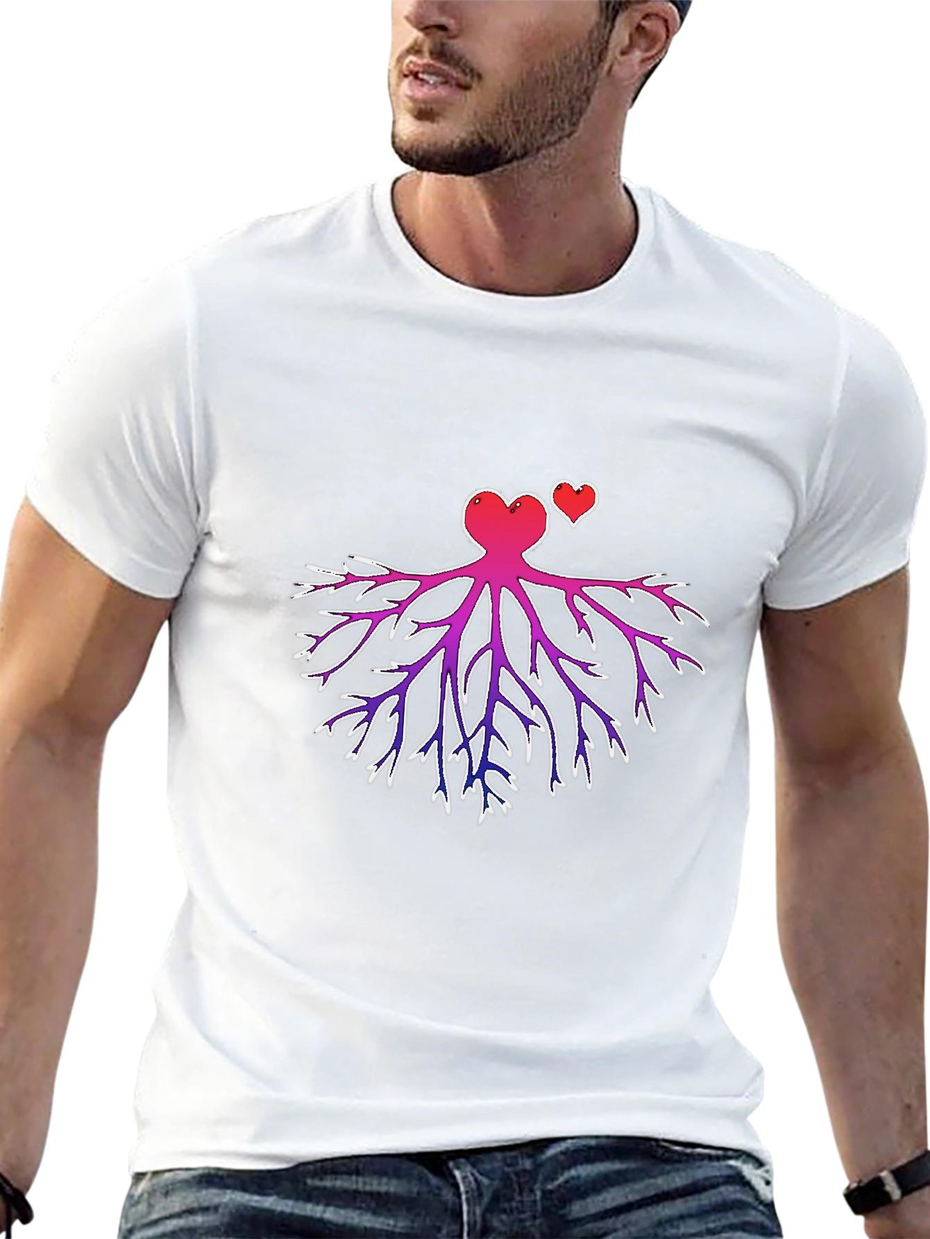 Heart Root Design Black T-Shirt