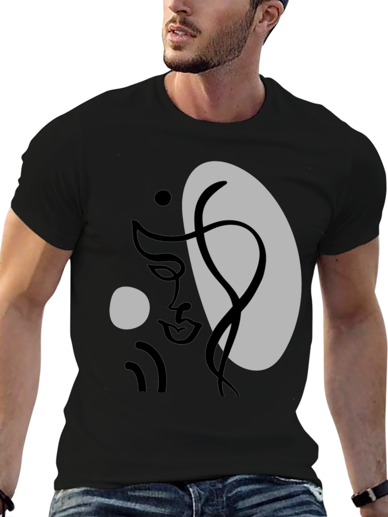 Abstract Face Graphic Tee - Modern Art T-Shirt