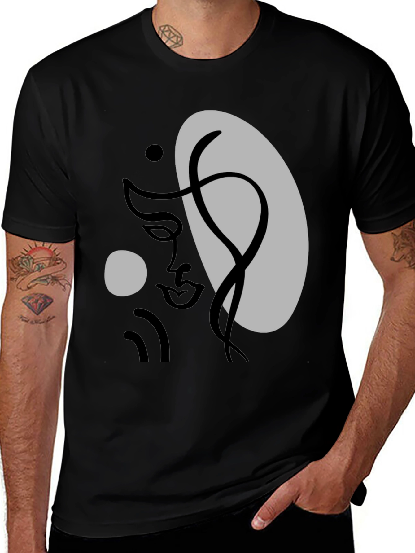 Abstract Face Graphic Tee - Modern Art T-Shirt