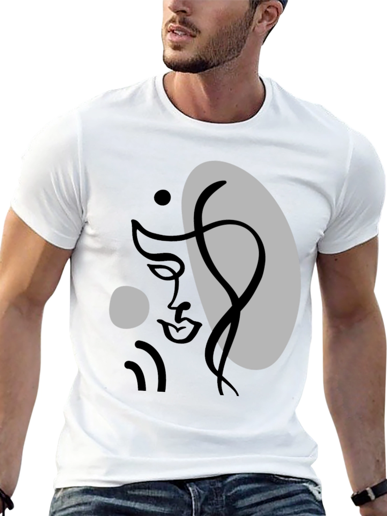 Abstract Face Graphic Tee - Modern Art T-Shirt