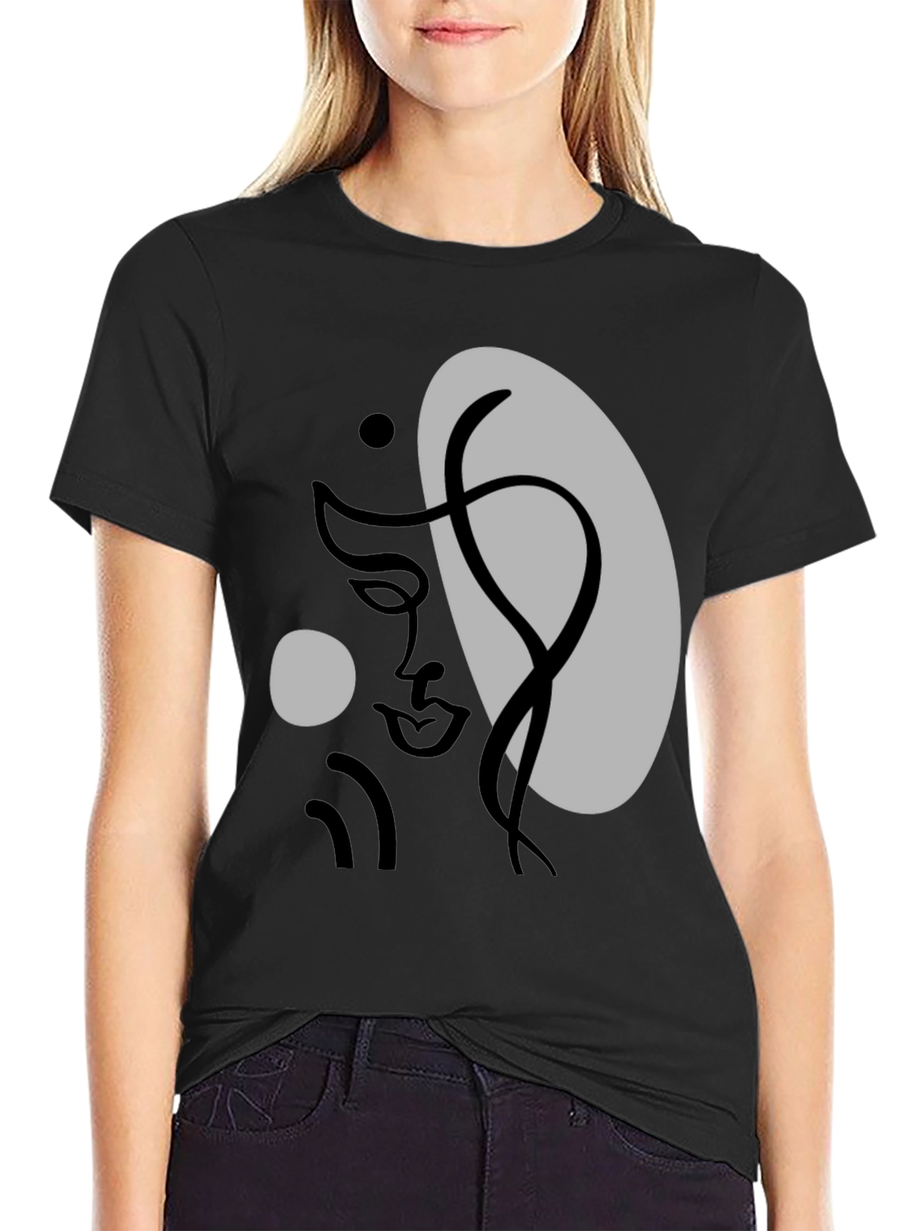 Abstract Face Graphic Tee - Modern Art T-Shirt