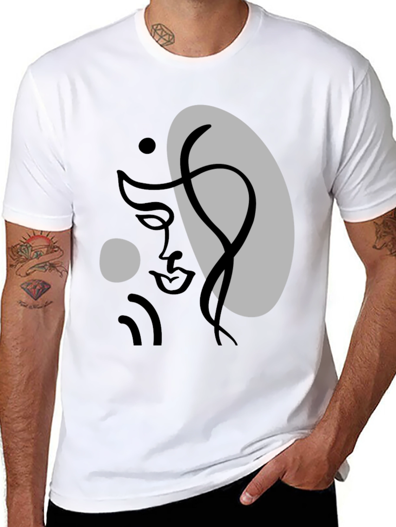 Abstract Face Graphic Tee - Modern Art T-Shirt