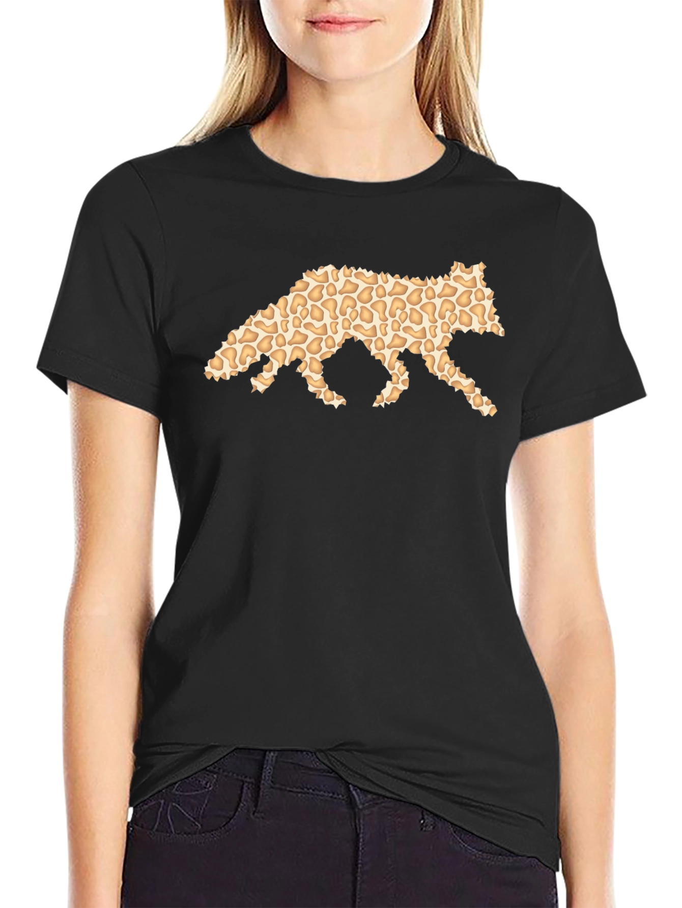 Cool Leopard Print Fox Graphic T-Shirt