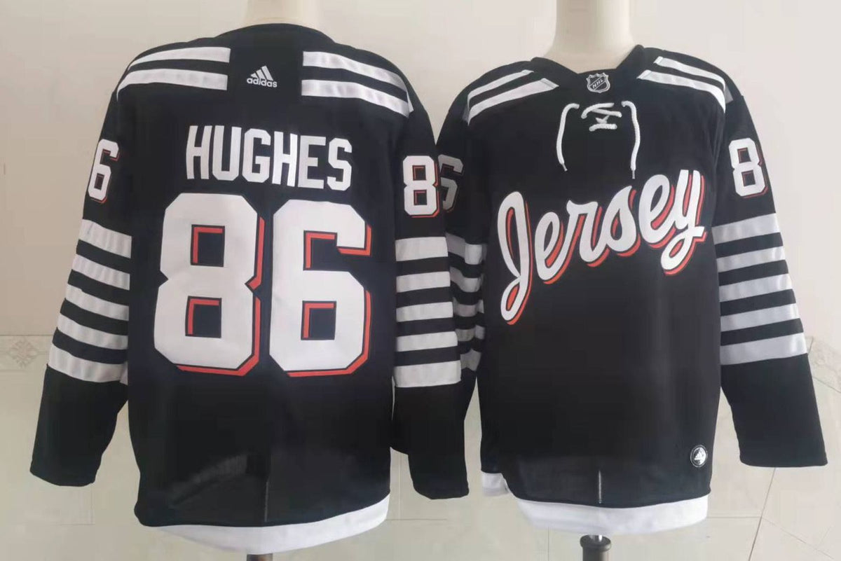Men's New Jerseys Devils Jack Hughes #86 Black Player Game Jerseys