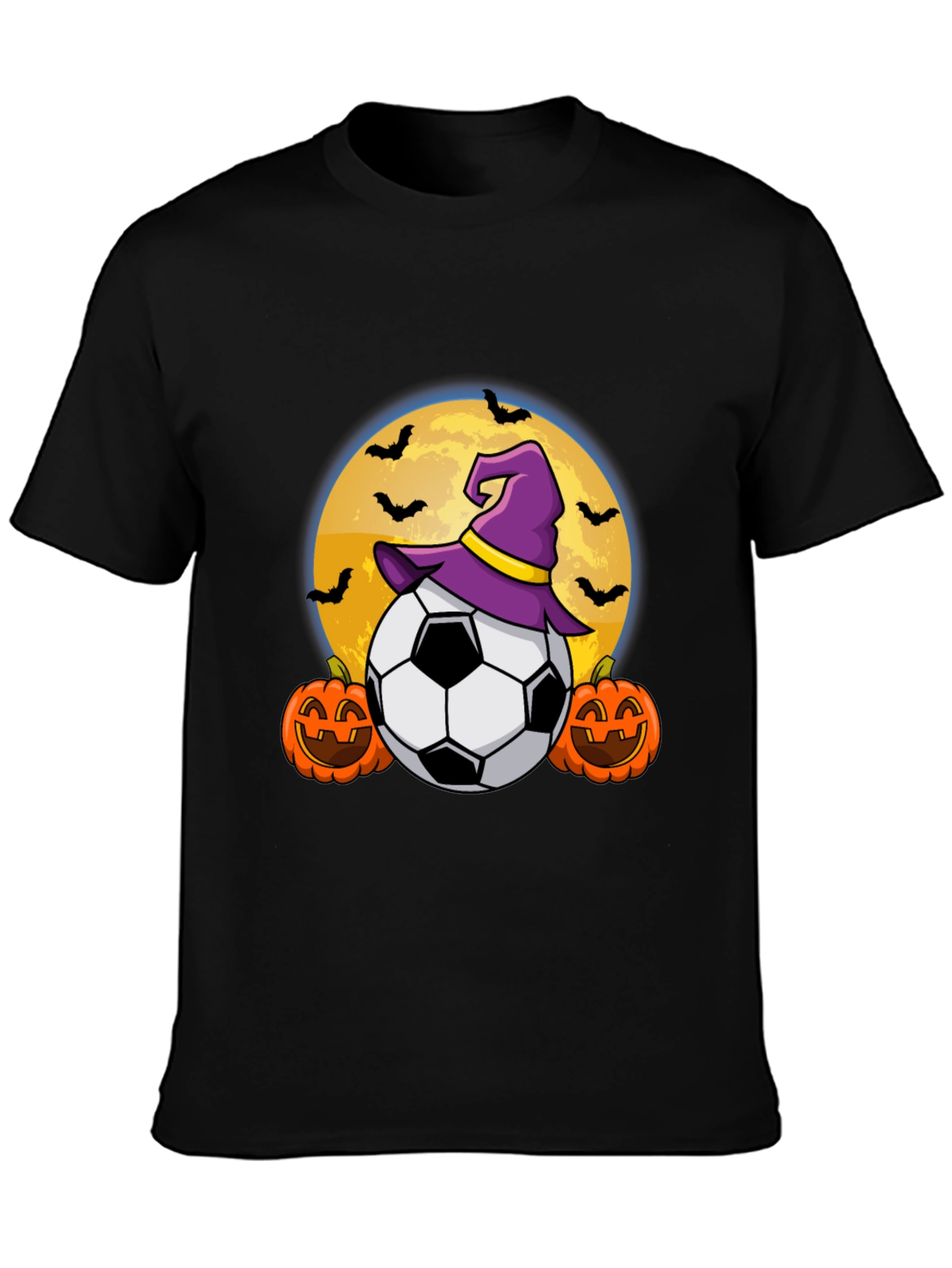 Halloween Soccer Witch Hat Bats T-Shirt