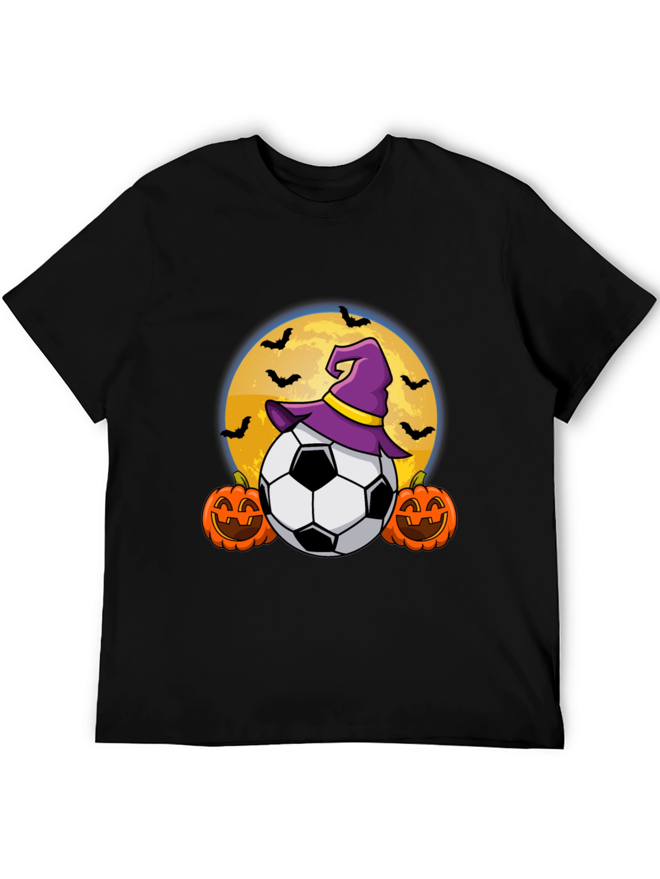 Halloween Soccer Witch Hat Bats T-Shirt