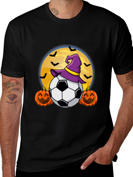 Halloween Soccer Witch Hat Bats T-Shirt