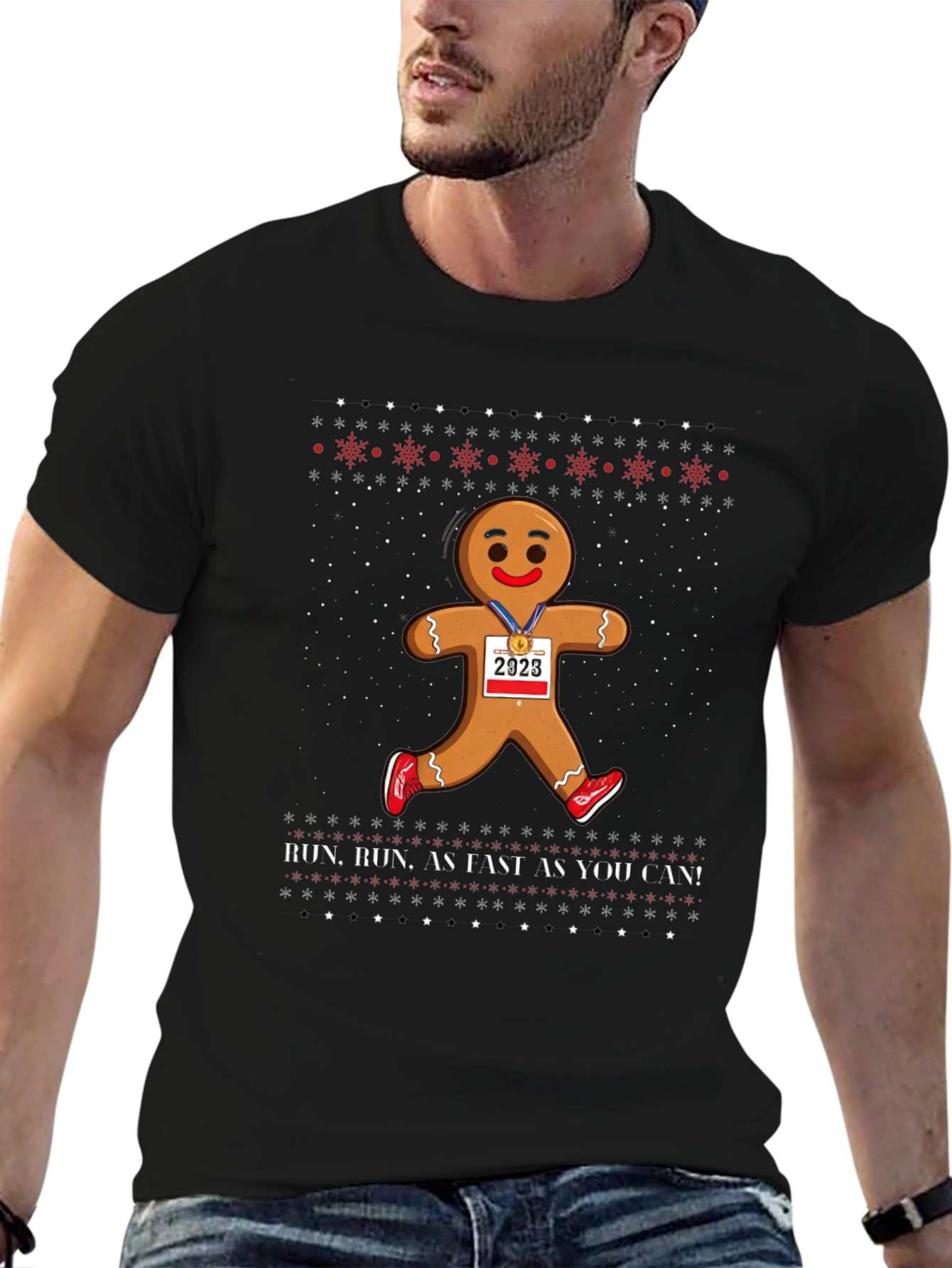 Gingerbread Man Run Christmas Tee
