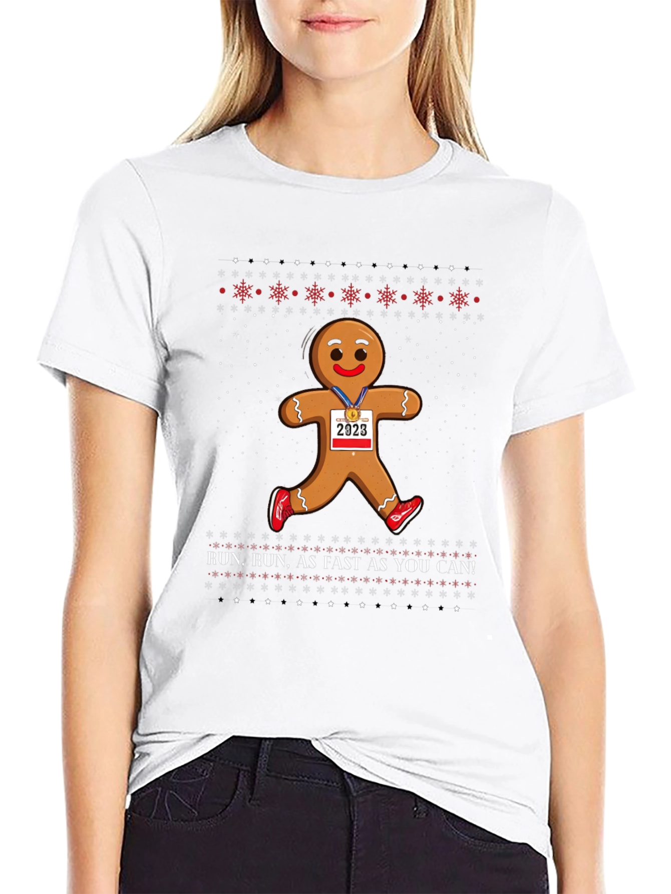 Gingerbread Man Run Christmas Tee
