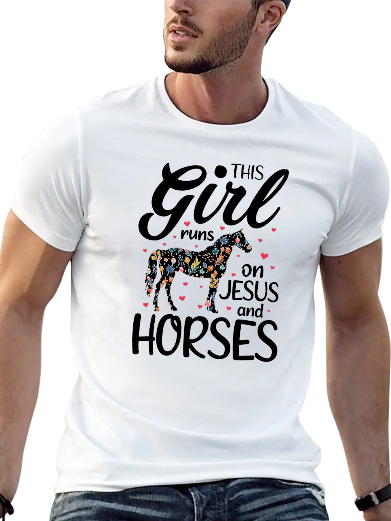 This Girl Runs on Jesus and Horses T-Shirt