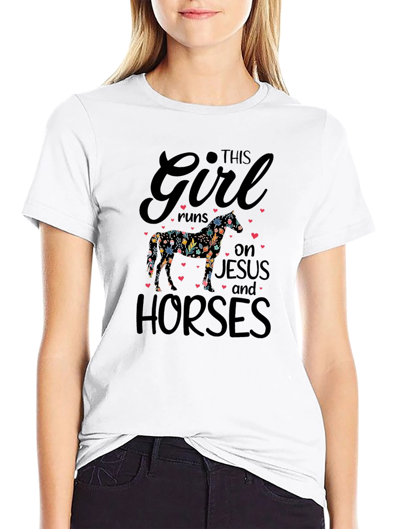 This Girl Runs on Jesus and Horses T-Shirt