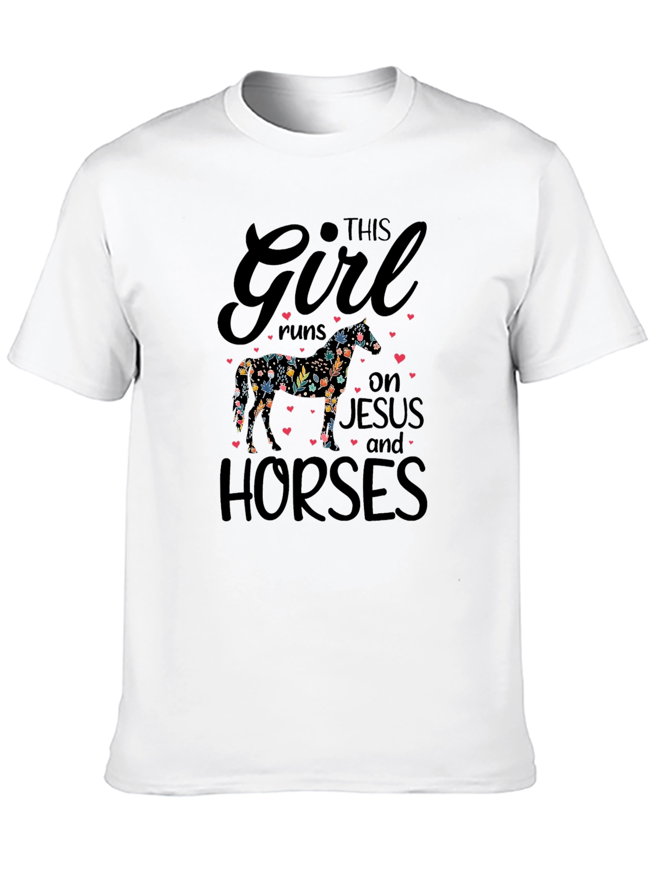This Girl Runs on Jesus and Horses T-Shirt