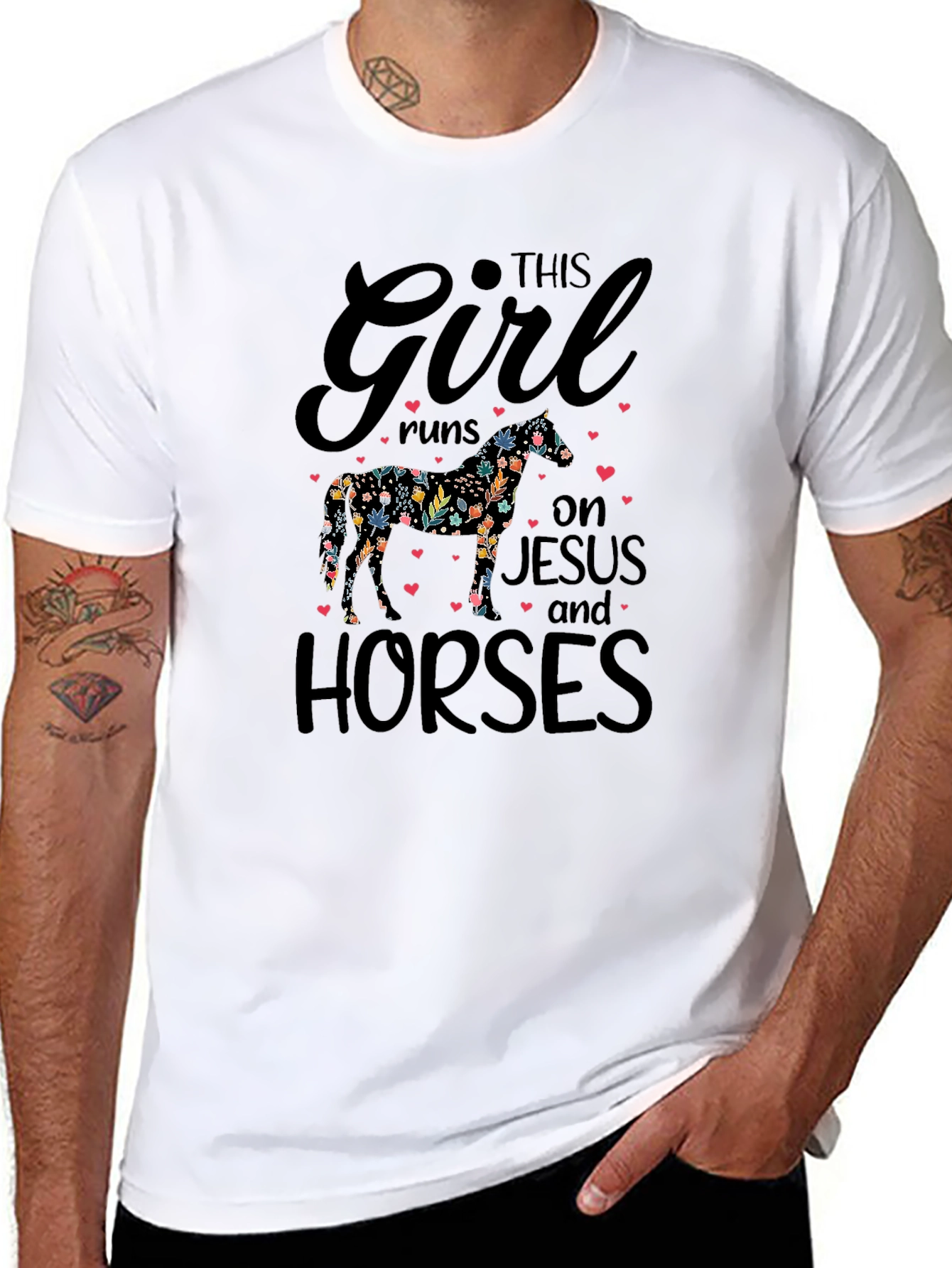 This Girl Runs on Jesus and Horses T-Shirt