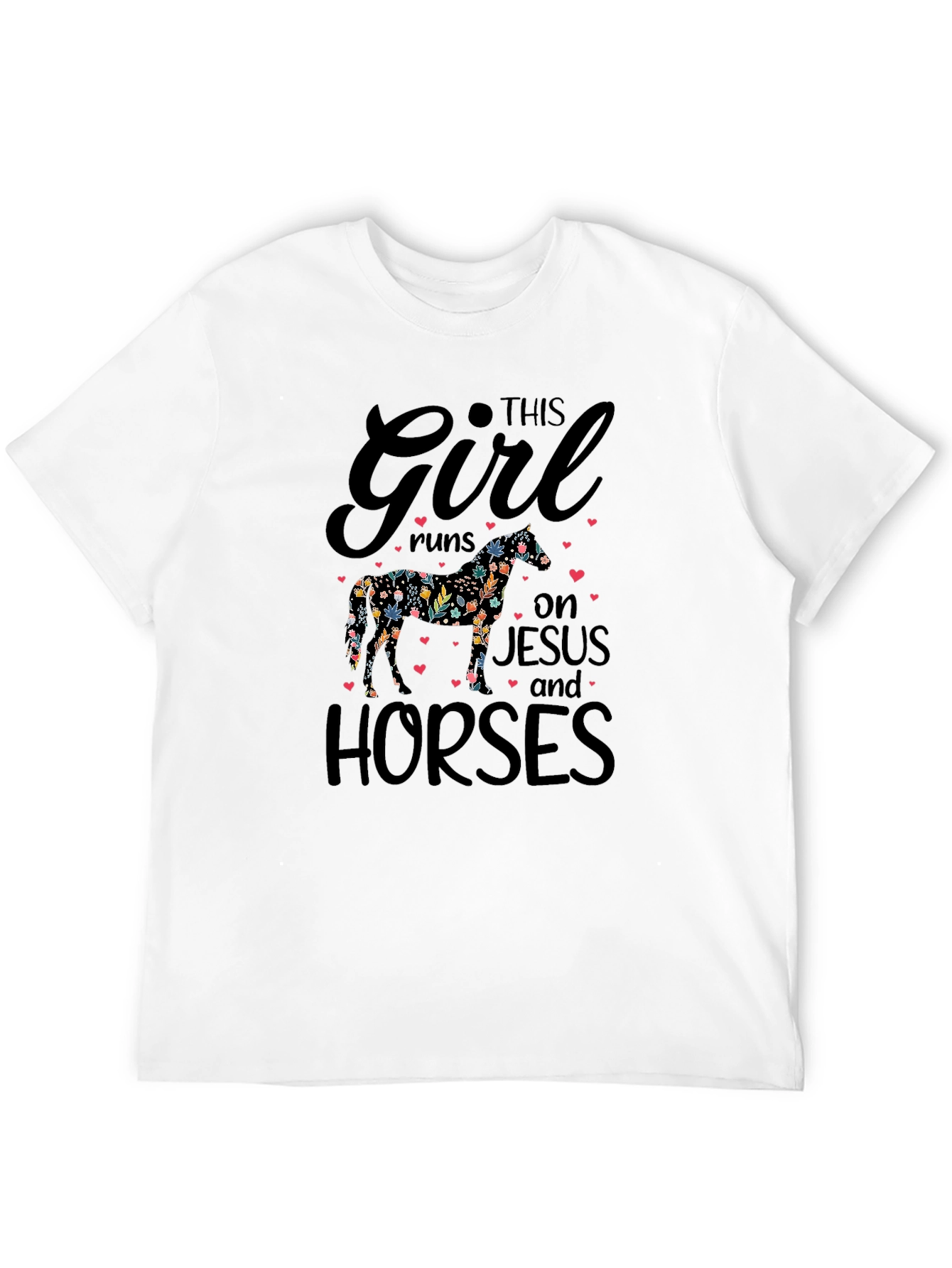 This Girl Runs on Jesus and Horses T-Shirt