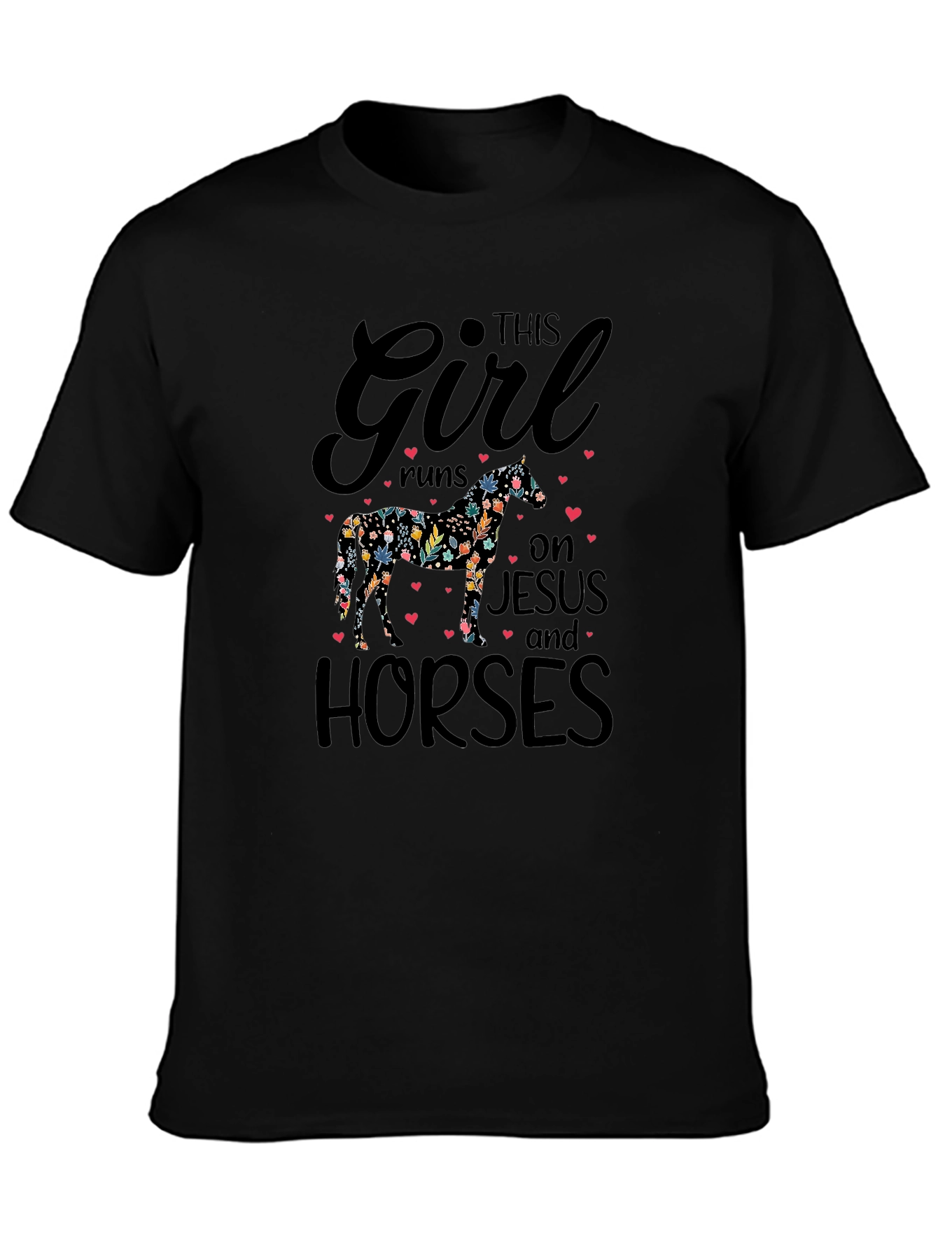 This Girl Runs on Jesus and Horses T-Shirt