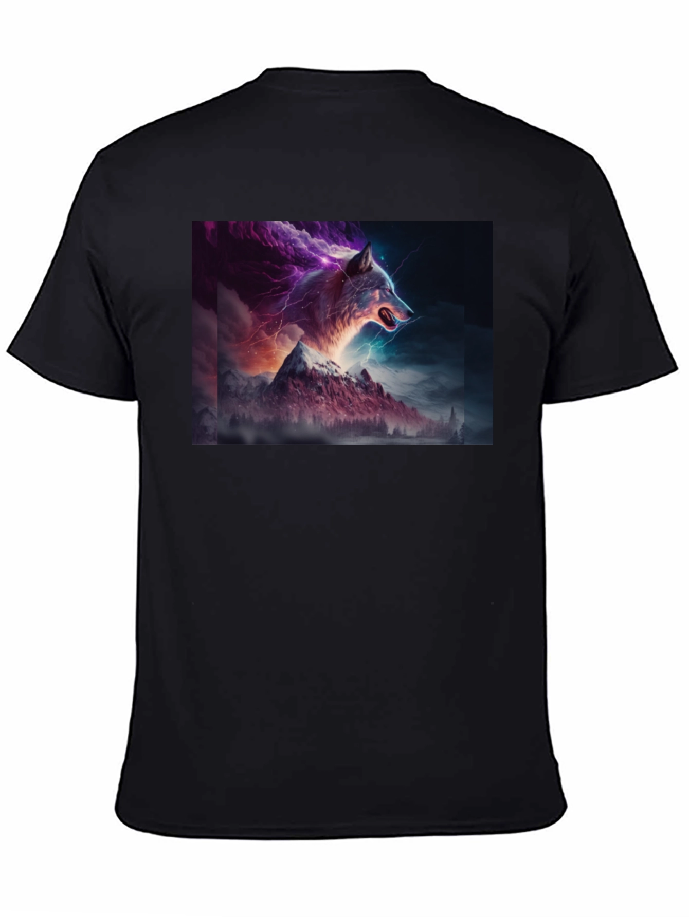 Wolf Lightning Mountain T-Shirt - Bold Graphic Tee