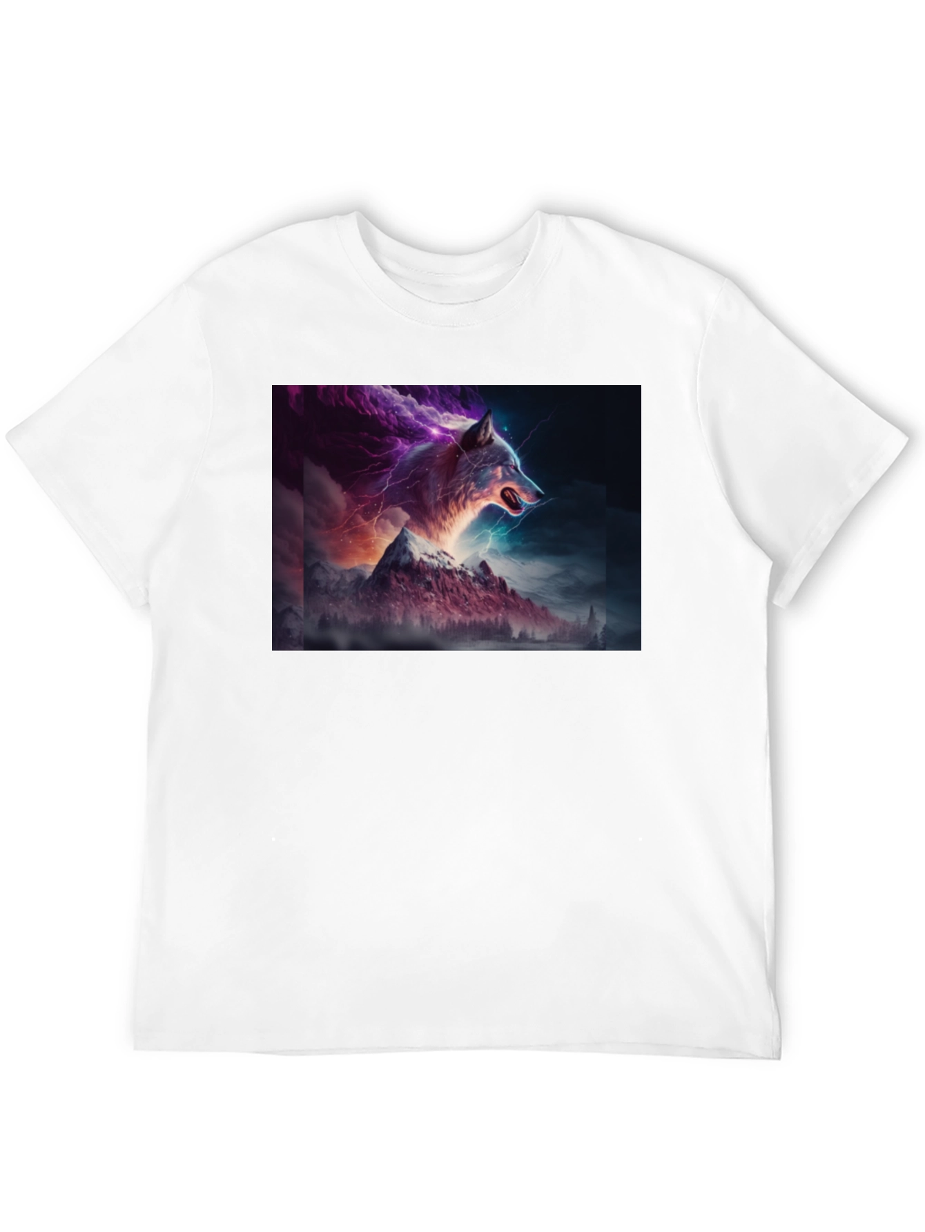 Wolf Lightning Mountain T-Shirt - Bold Graphic Tee