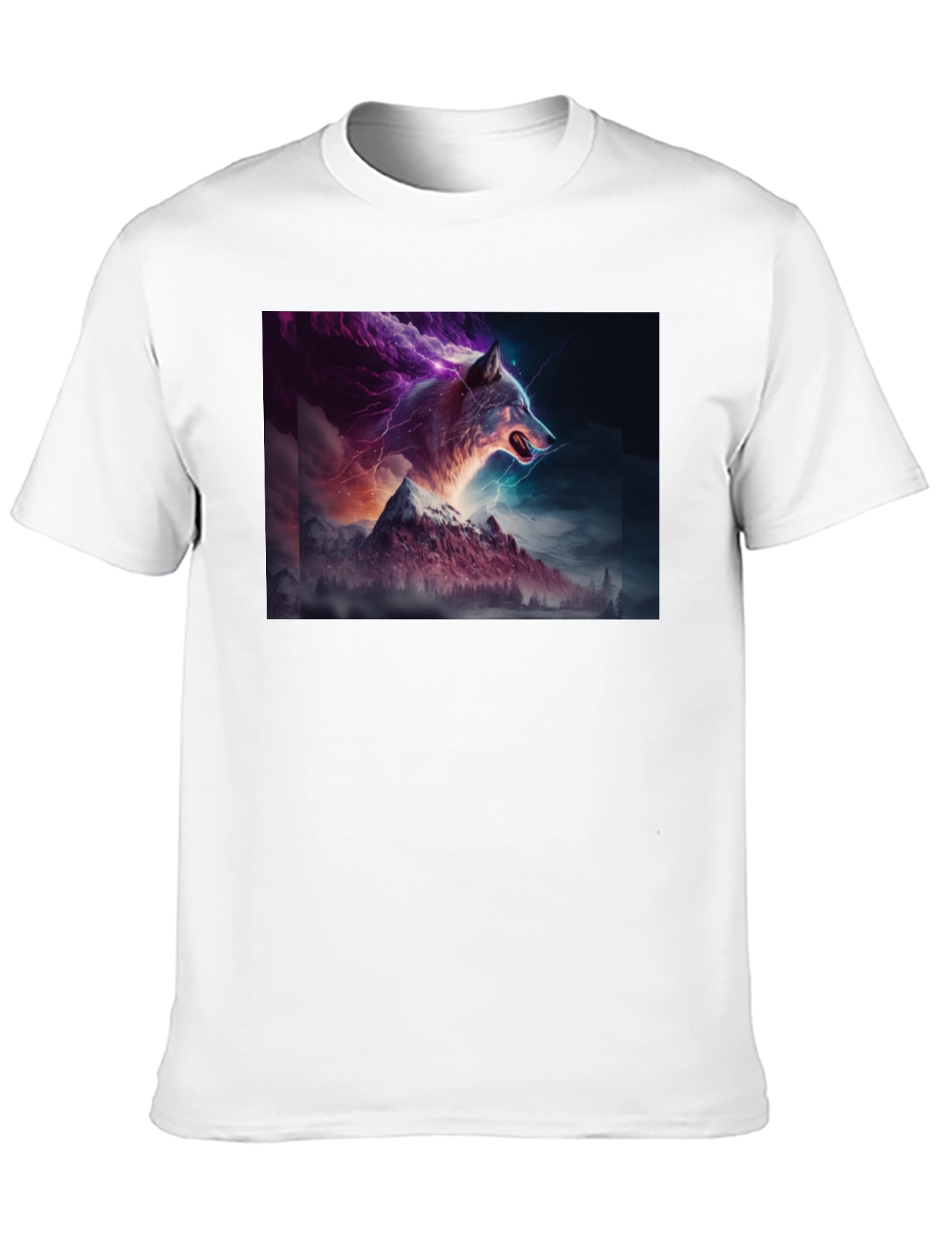 Wolf Lightning Mountain T-Shirt - Bold Graphic Tee