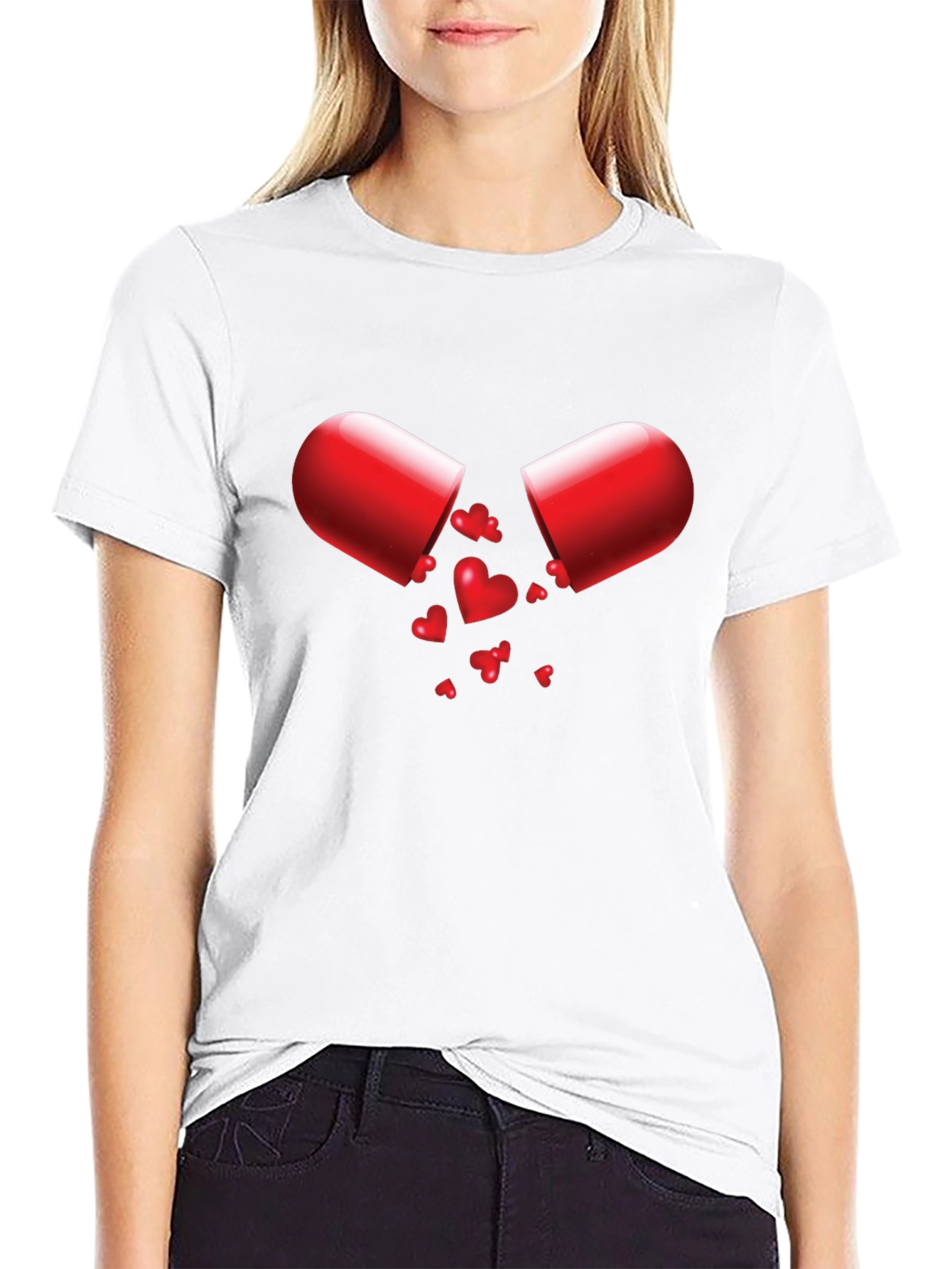 Love Capsule Graphic Tee - Heart Pill Design