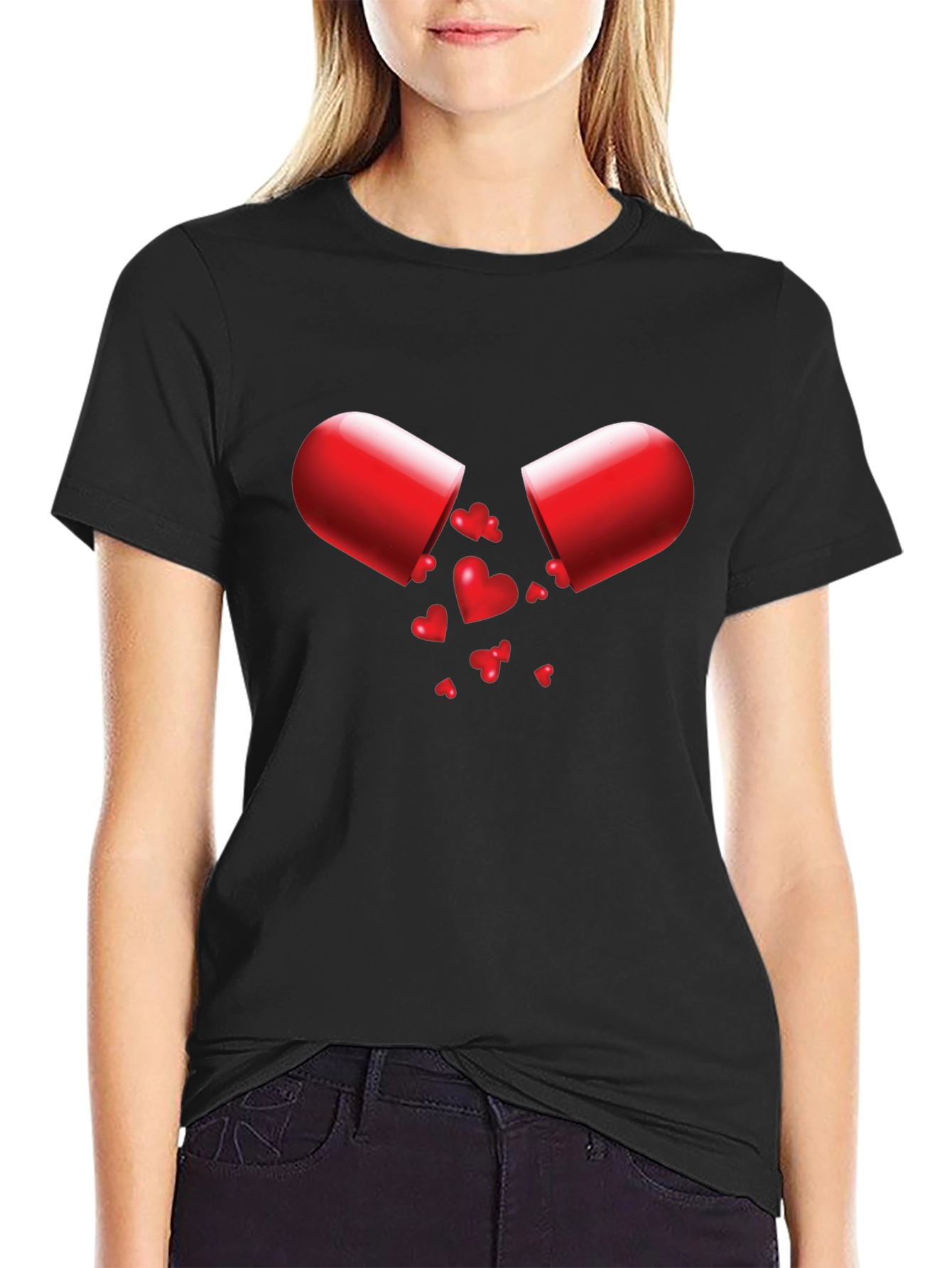 Love Capsule Graphic Tee - Heart Pill Design