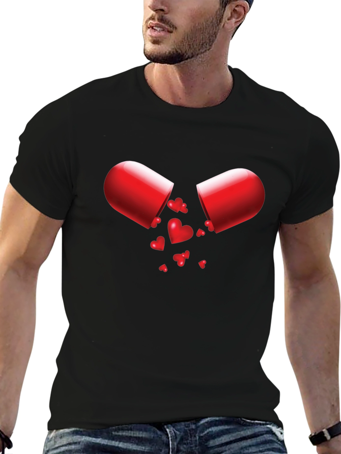 Love Capsule Graphic Tee - Heart Pill Design