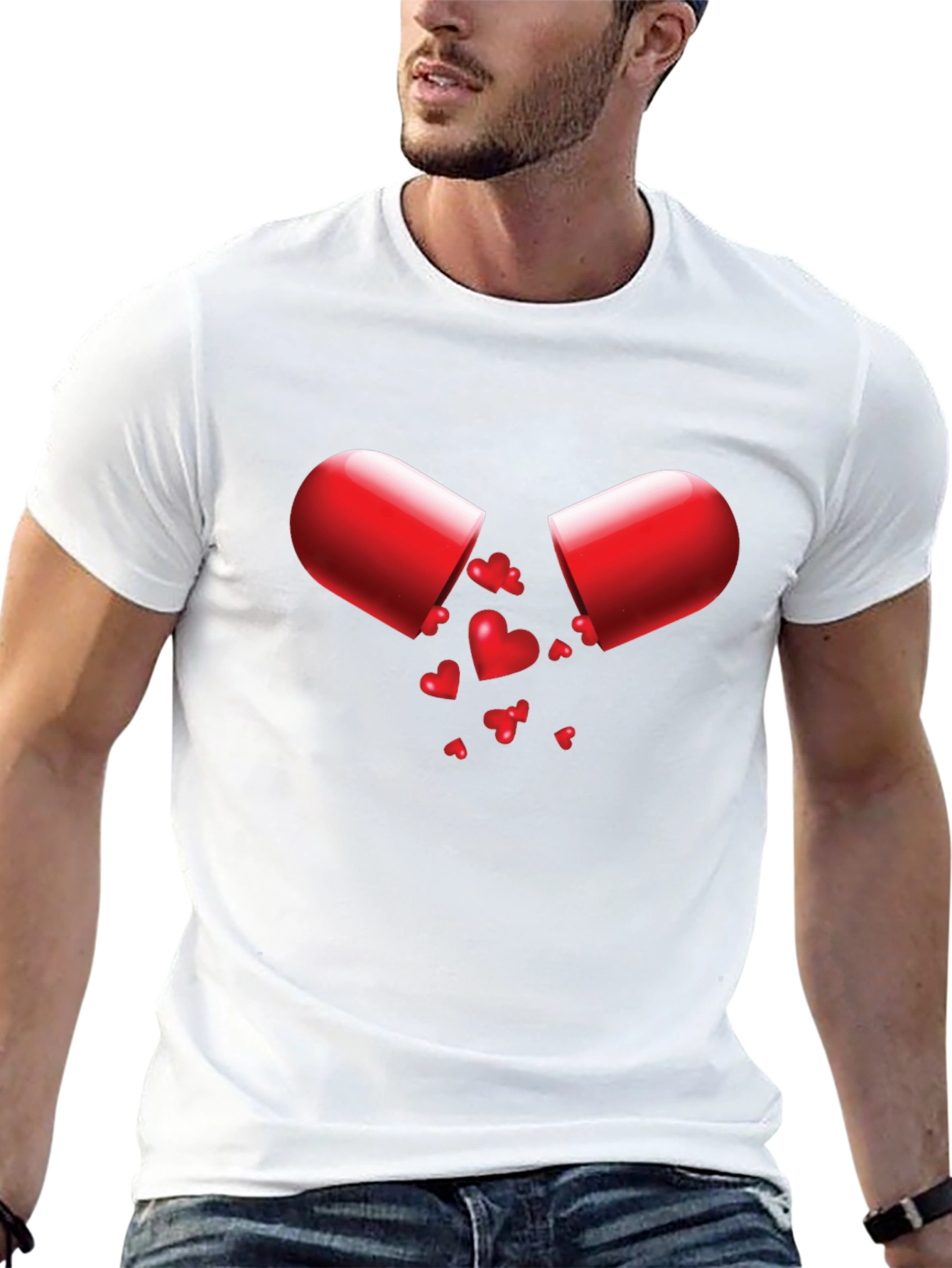 Love Capsule Graphic Tee - Heart Pill Design