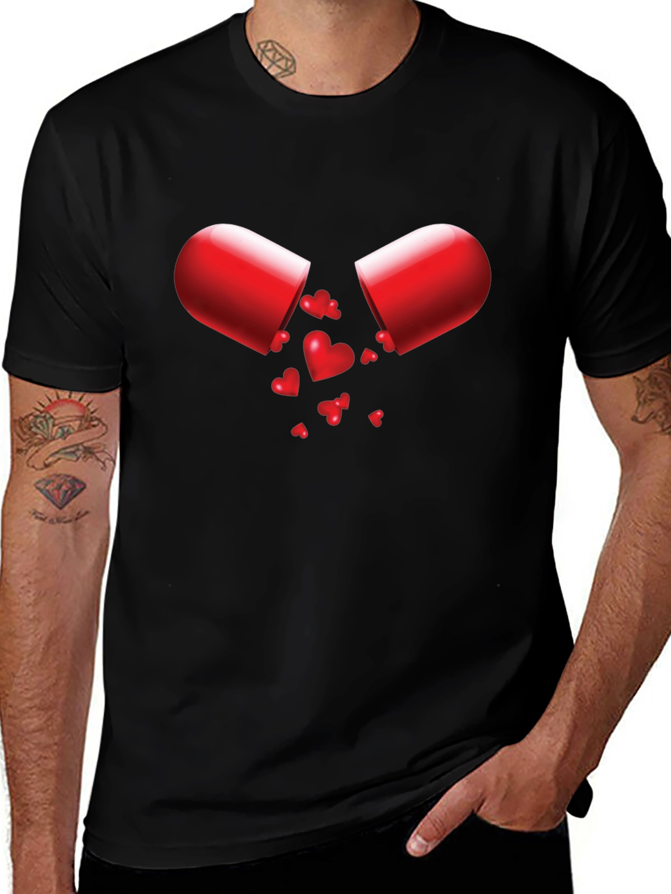 Love Capsule Graphic Tee - Heart Pill Design