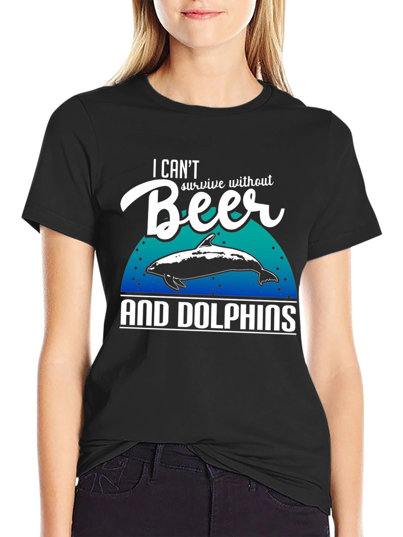 Beer & Dolphins T-Shirt - Humorous Graphic Tee