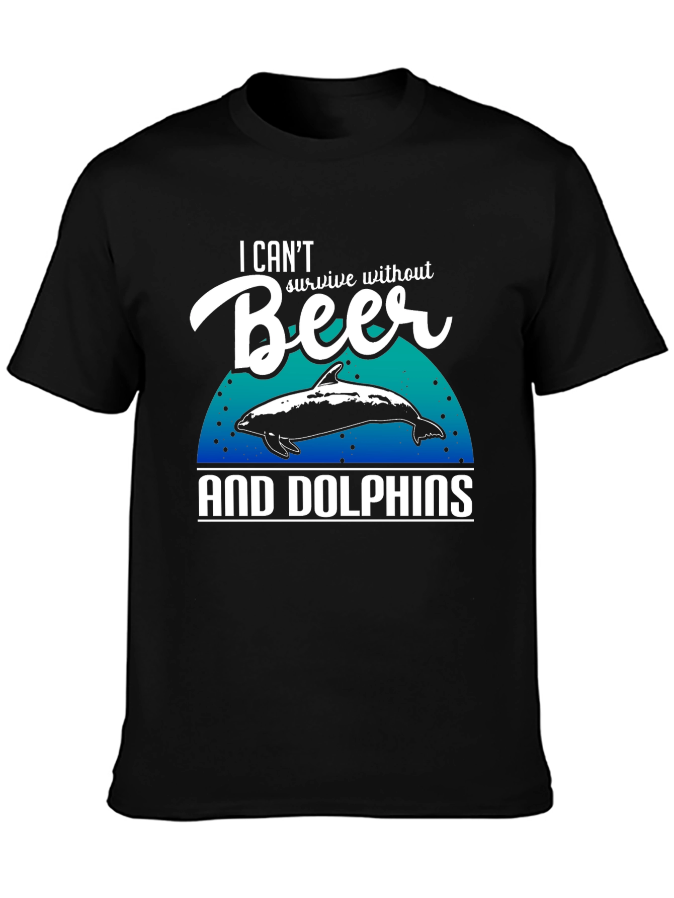 Beer & Dolphins T-Shirt - Humorous Graphic Tee
