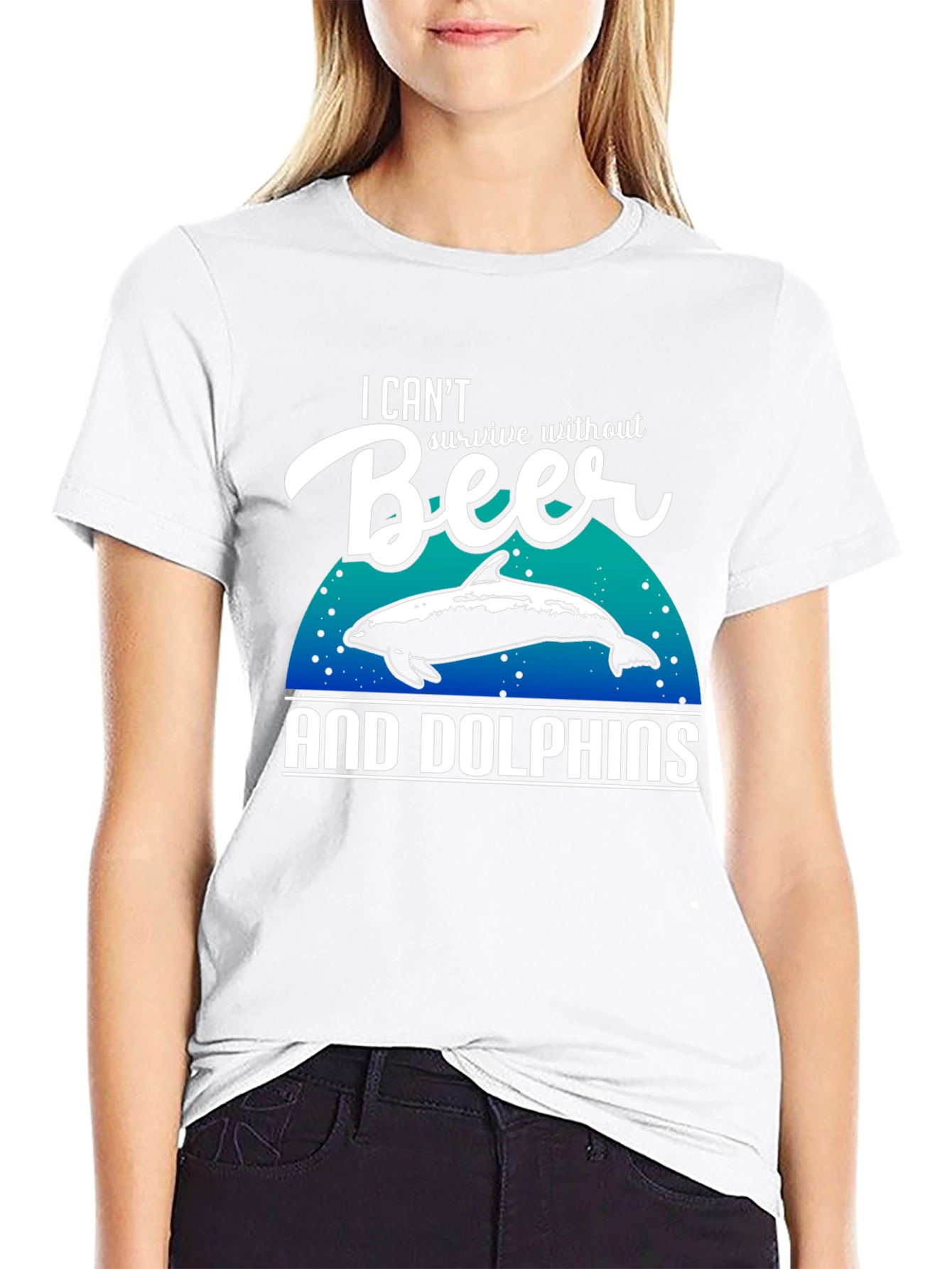 Beer & Dolphins T-Shirt - Humorous Graphic Tee