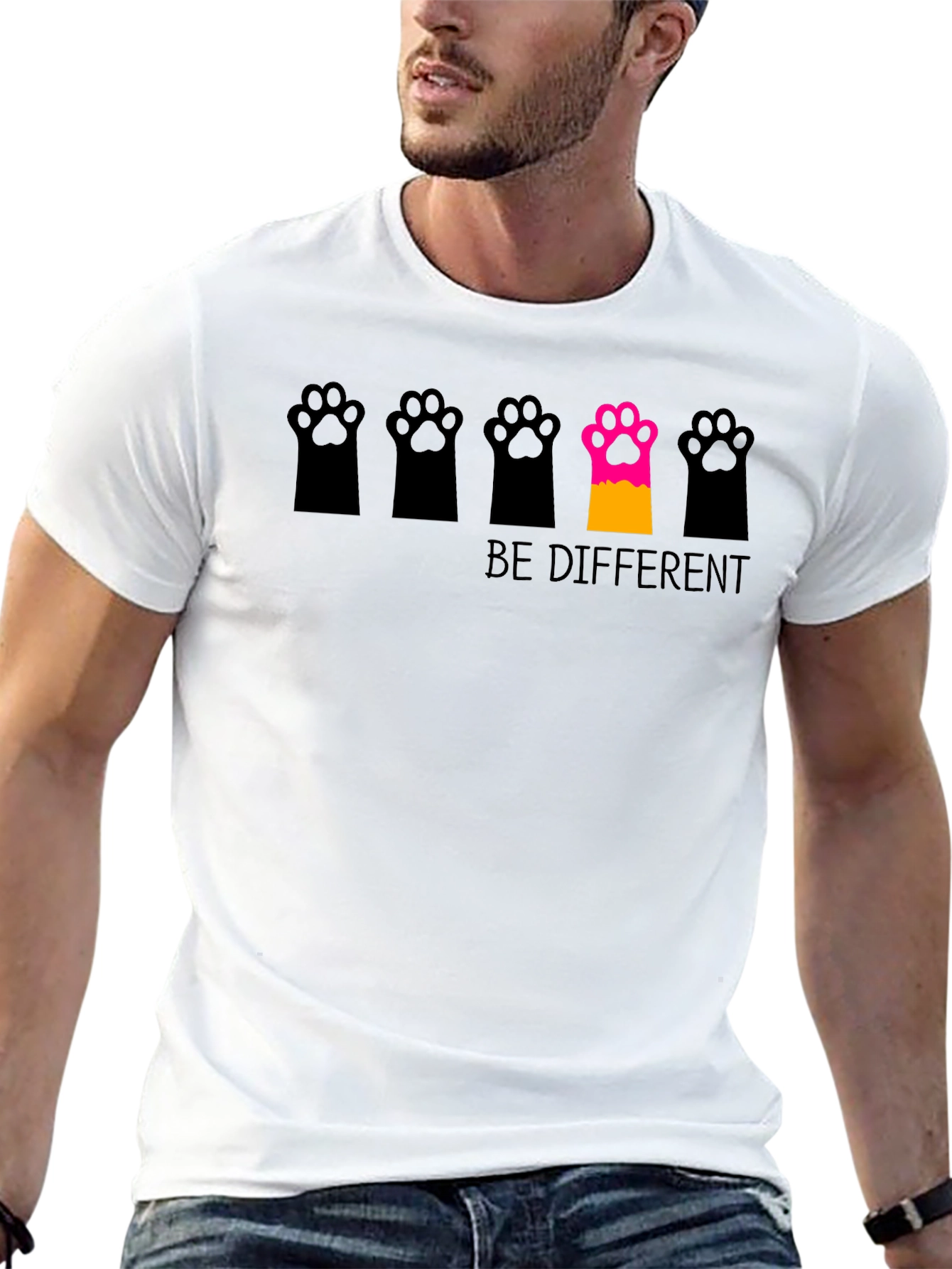 Be Different Paw Print Graphic T-Shirt
